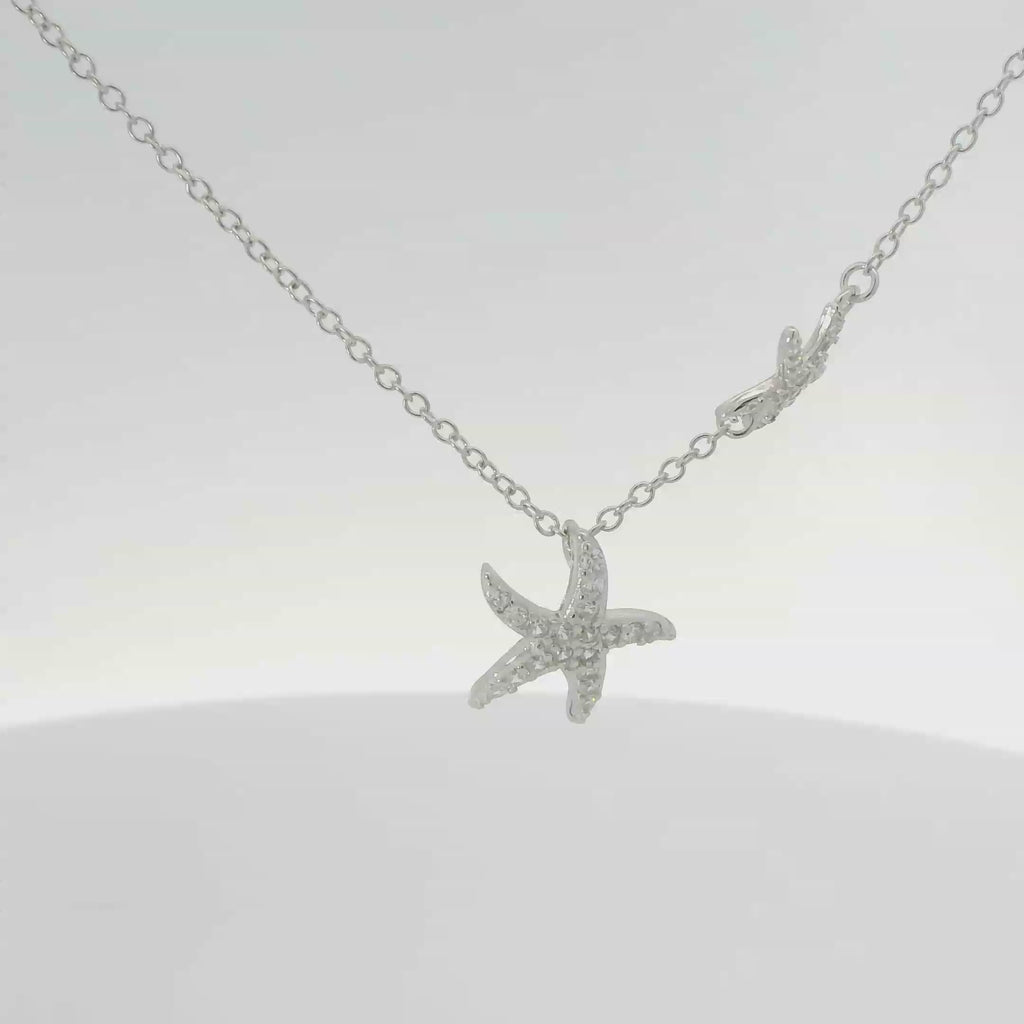 CUBIC ZIRCONIA STERLING SILVER NECKLACE (STARFISH)