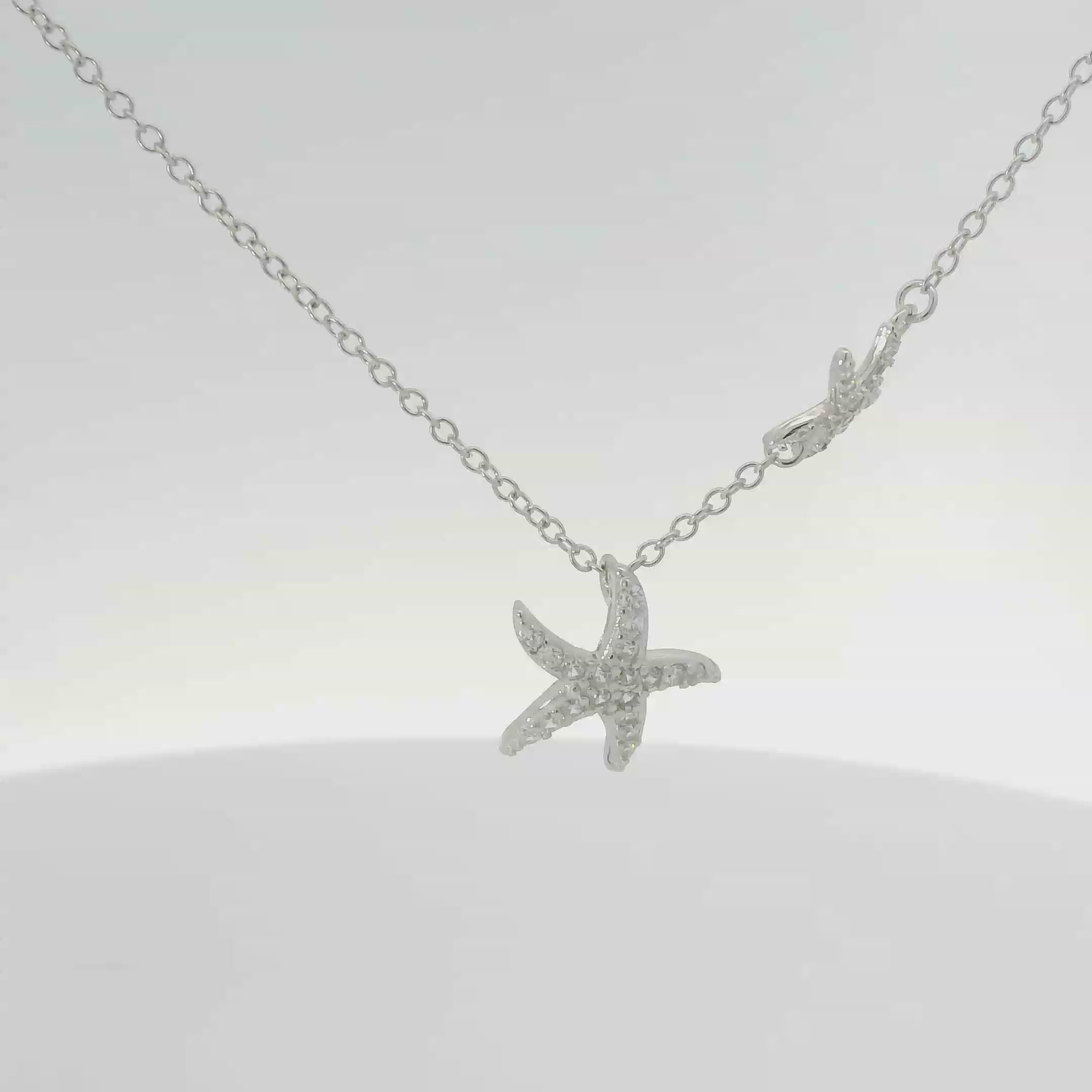 CUBIC ZIRCONIA STERLING SILVER NECKLACE (STARFISH)