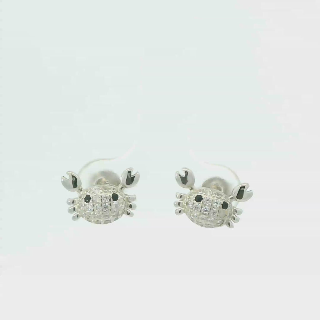 WHITE CUBIC ZIRCONIA STERLING SILVER EARRINGS (CRAB)