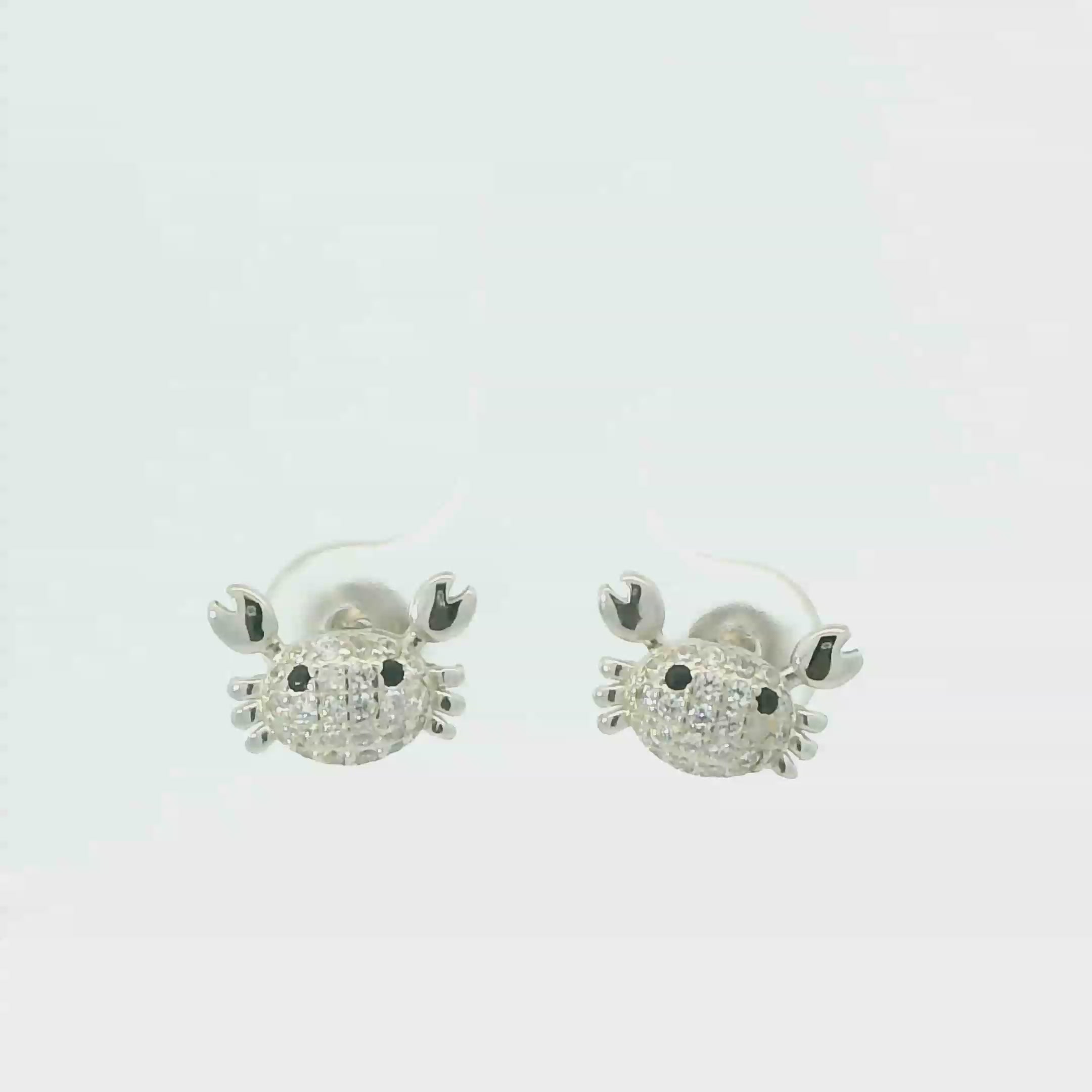 WHITE CUBIC ZIRCONIA STERLING SILVER EARRINGS (CRAB)