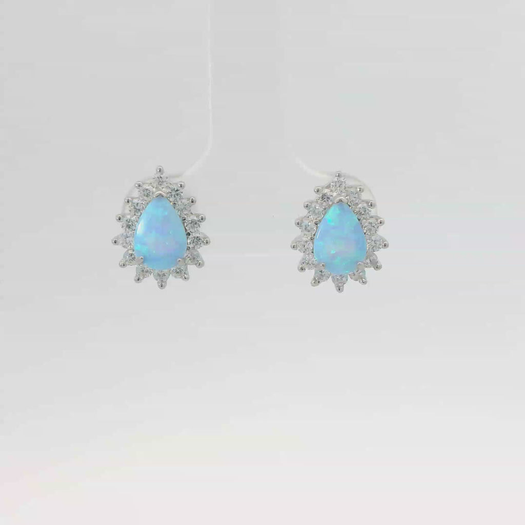 BLUE OPAL STERLING SILVER  EARRINGS (PEAR)