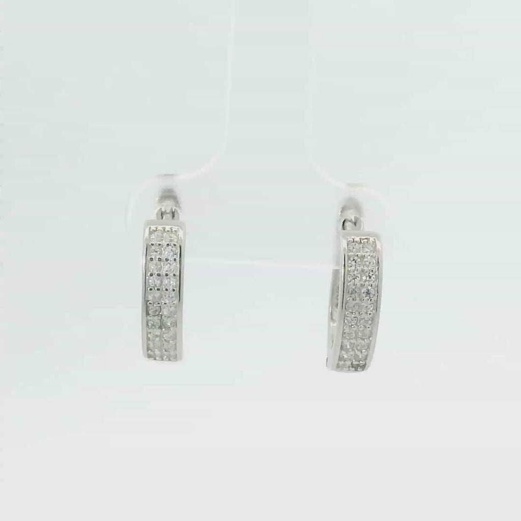WHITE CUBIC ZIRCONIA STERLING SILVER EARRRINGS (HOOP)