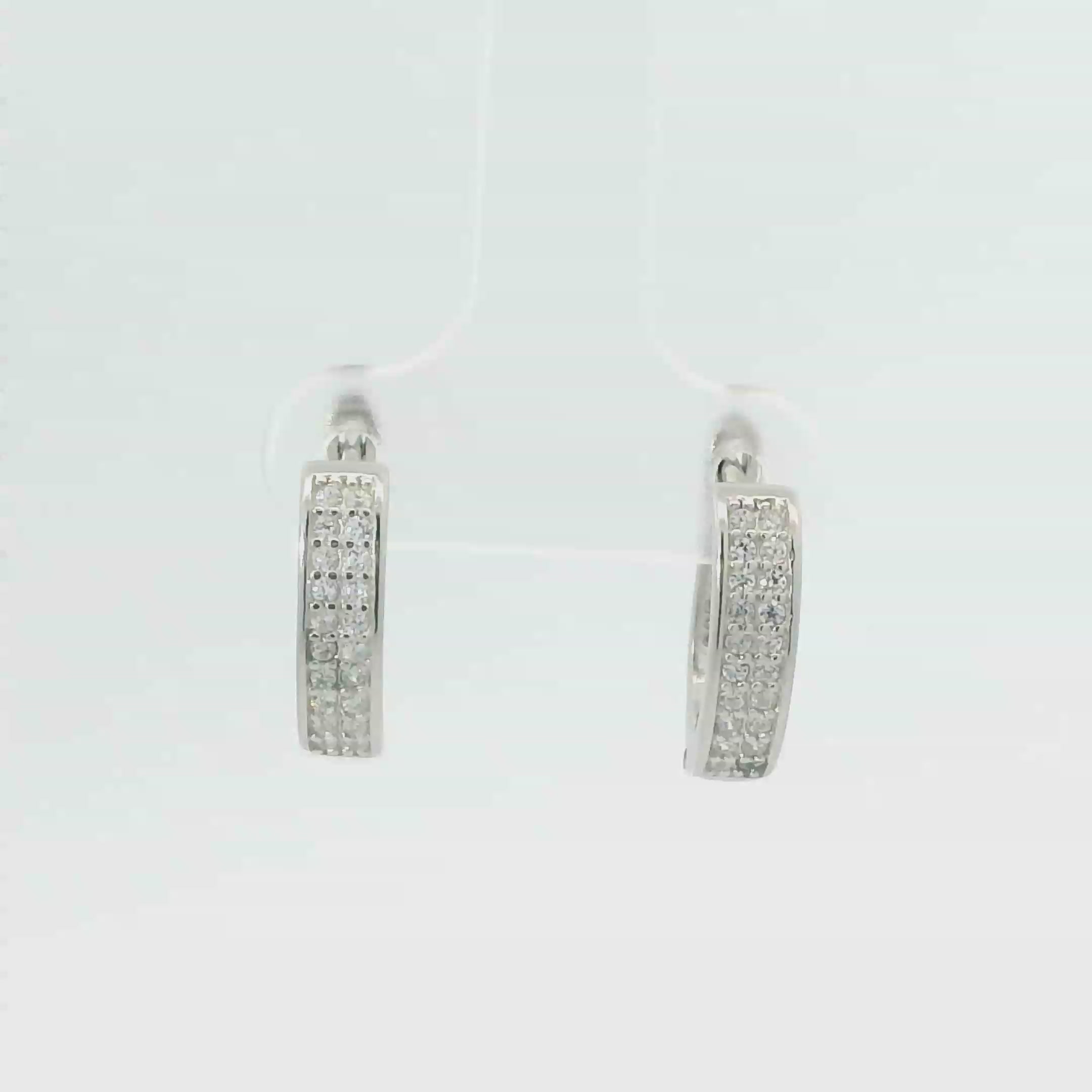 WHITE CUBIC ZIRCONIA STERLING SILVER EARRRINGS (HOOP)