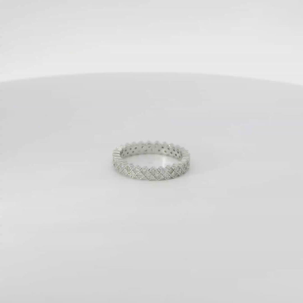 WHITE CUBIC ZIRCONIA STERLING SILVER WEDDING BAND ENGAGEMENT RING