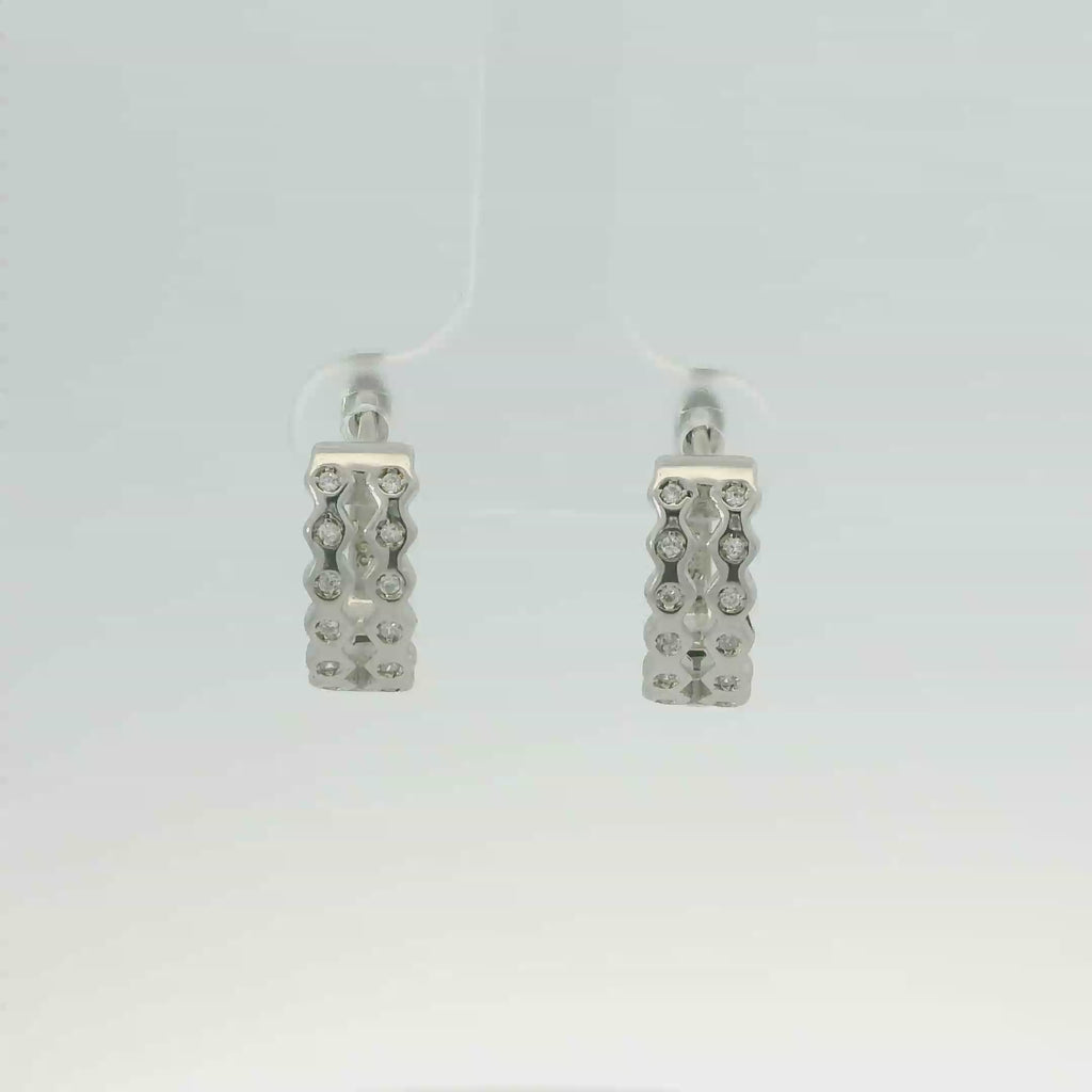 CUBIC ZIRCONIA STERLING SILVER EARRINGS (HOOP)