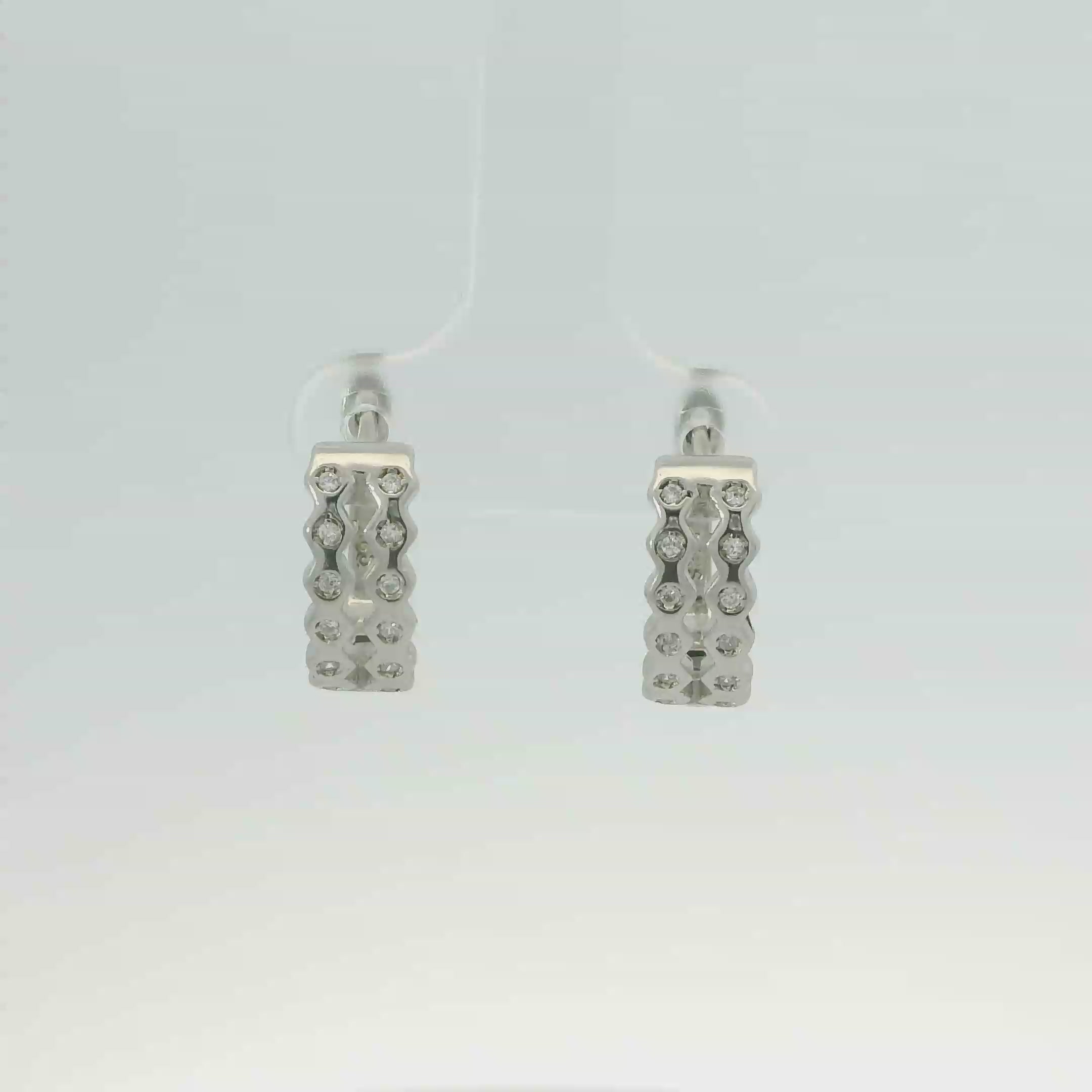 CUBIC ZIRCONIA STERLING SILVER EARRINGS (HOOP)
