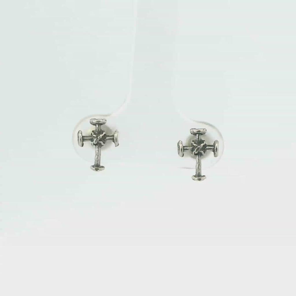 TINY CROSS STERLING SILVER EARRINGS