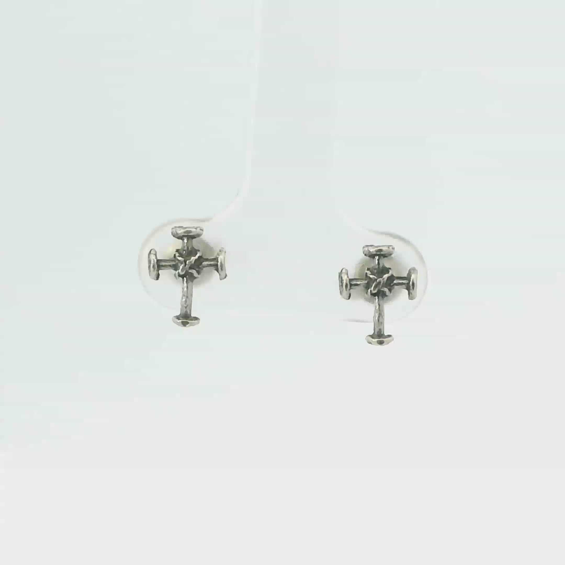 TINY CROSS STERLING SILVER EARRINGS