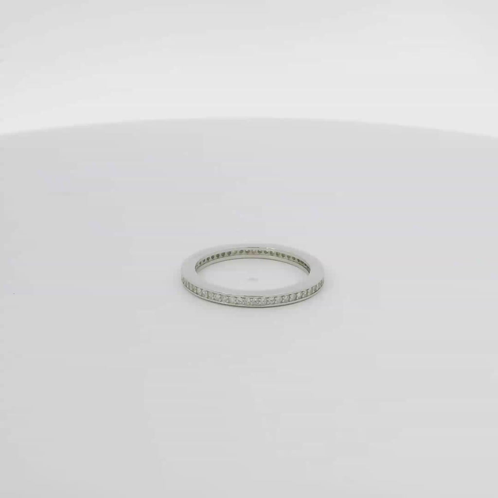 WHITE CUBIC ZIRCONIA STERLING SILVER WEDDING BAND ENGAGEMENT RING