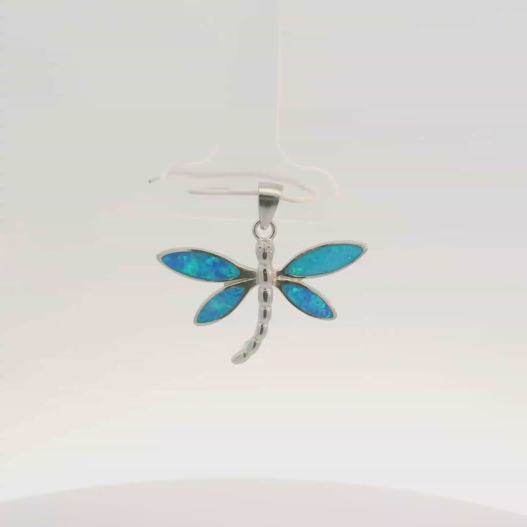 BLUE LAB OPAL STERLING SILVER PENDANT (DRAGONFLY)