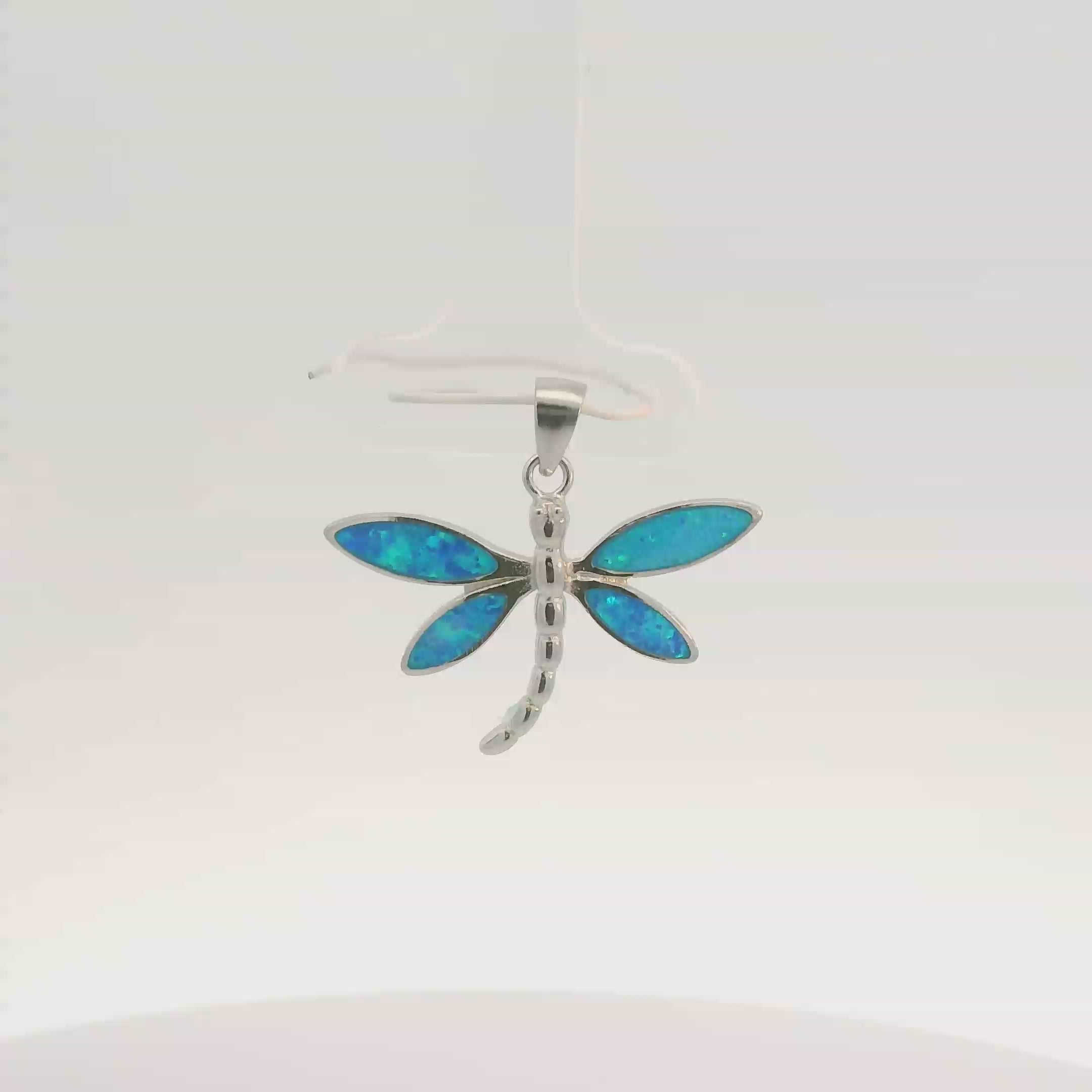 BLUE LAB OPAL STERLING SILVER PENDANT (DRAGONFLY)