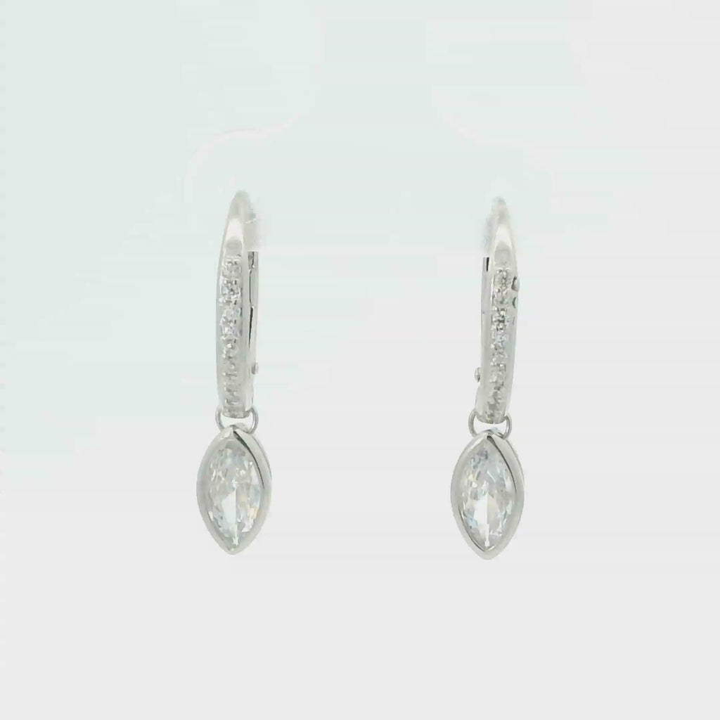 WHITE CUBIC ZIRCONIA STERLING SILVER EARRINGS (MARQUISE)