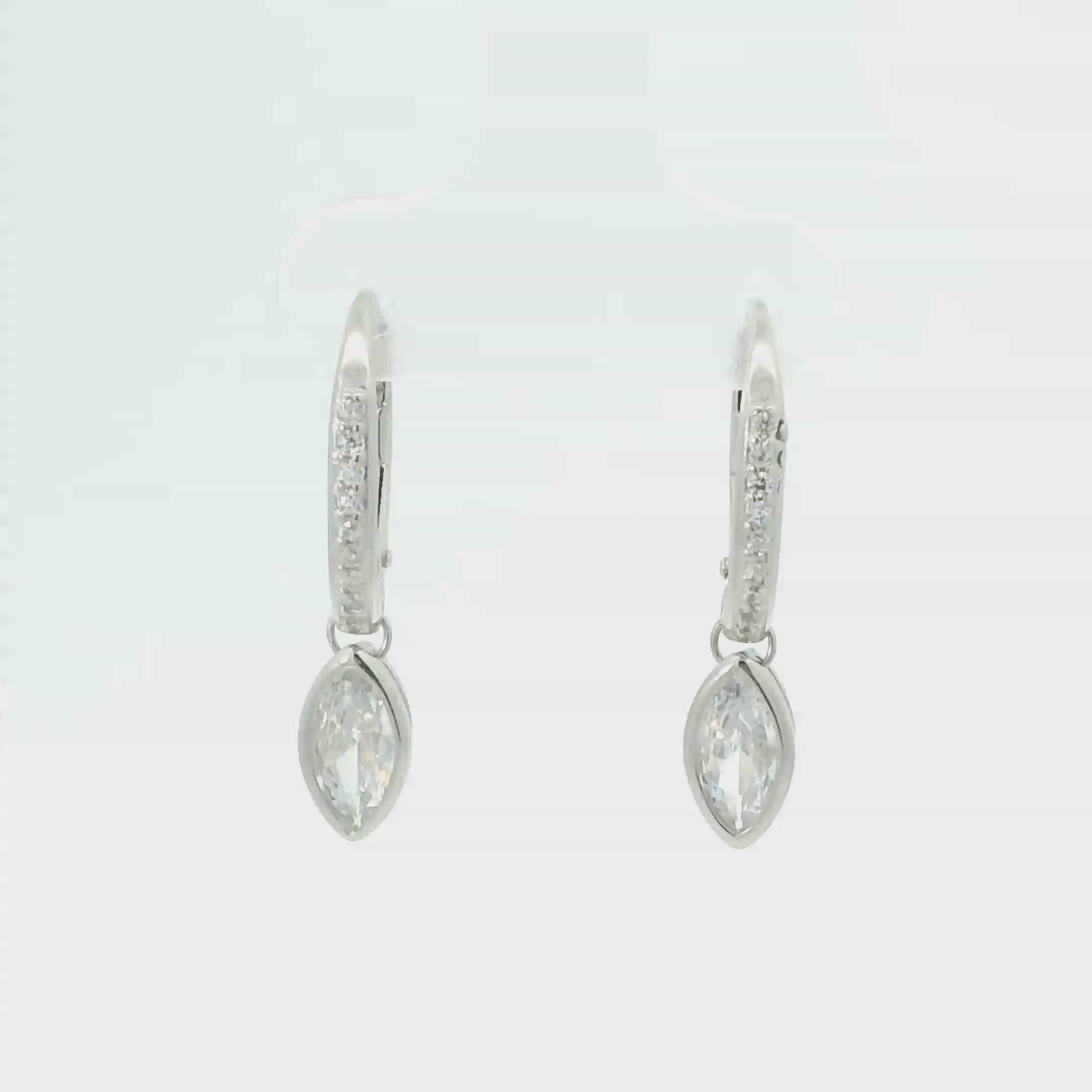 WHITE CUBIC ZIRCONIA STERLING SILVER EARRINGS (MARQUISE)