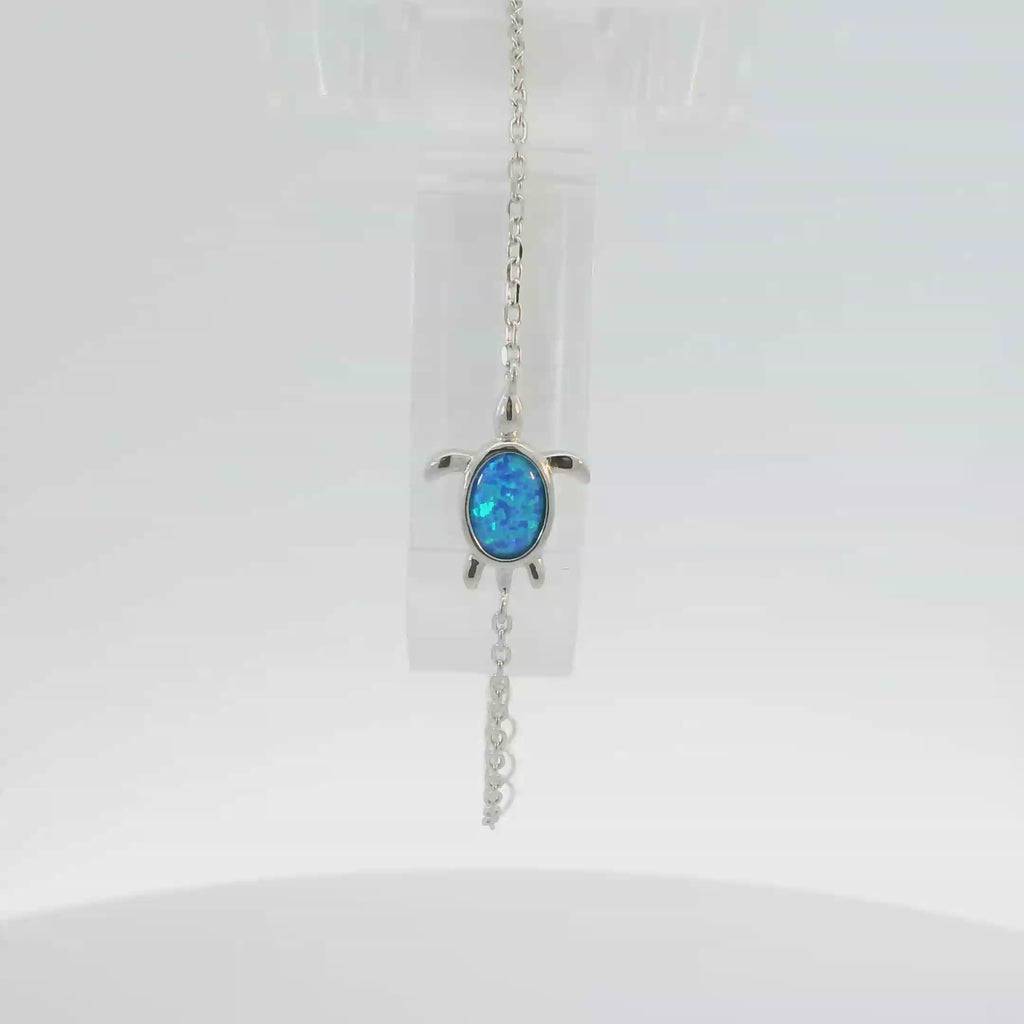 Sterling Silver lab opal bracelet (Turtle)