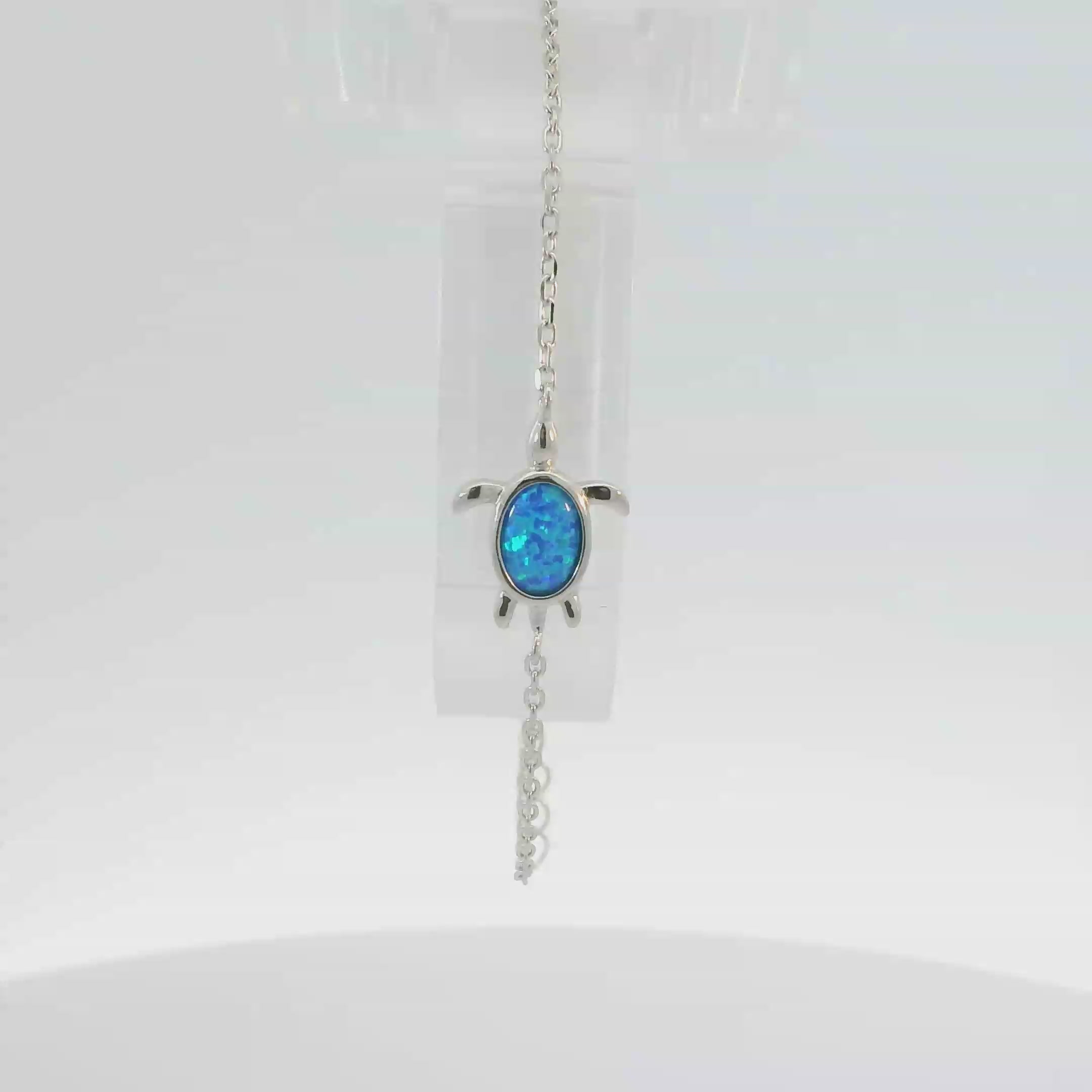 Sterling Silver lab opal bracelet (Turtle)