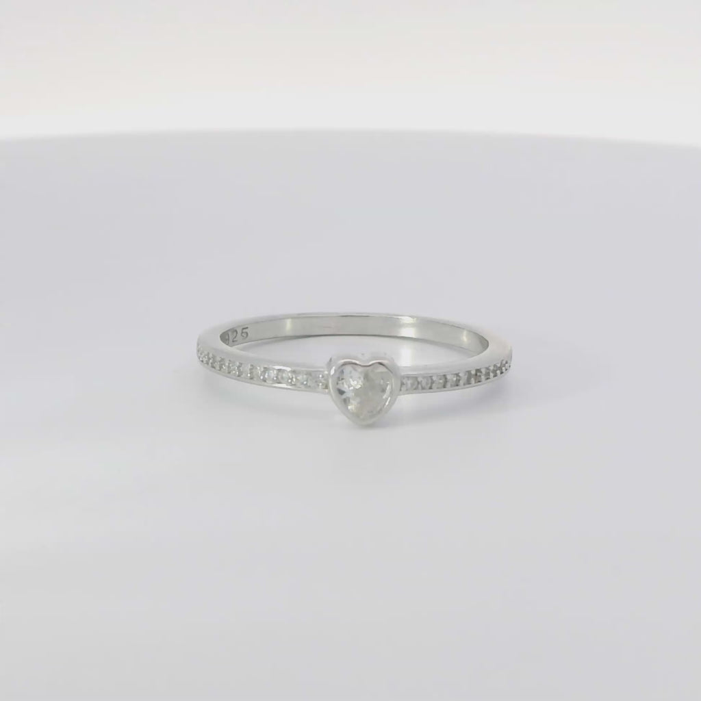 Sterling Silver with Cubic Zirconia heart ring