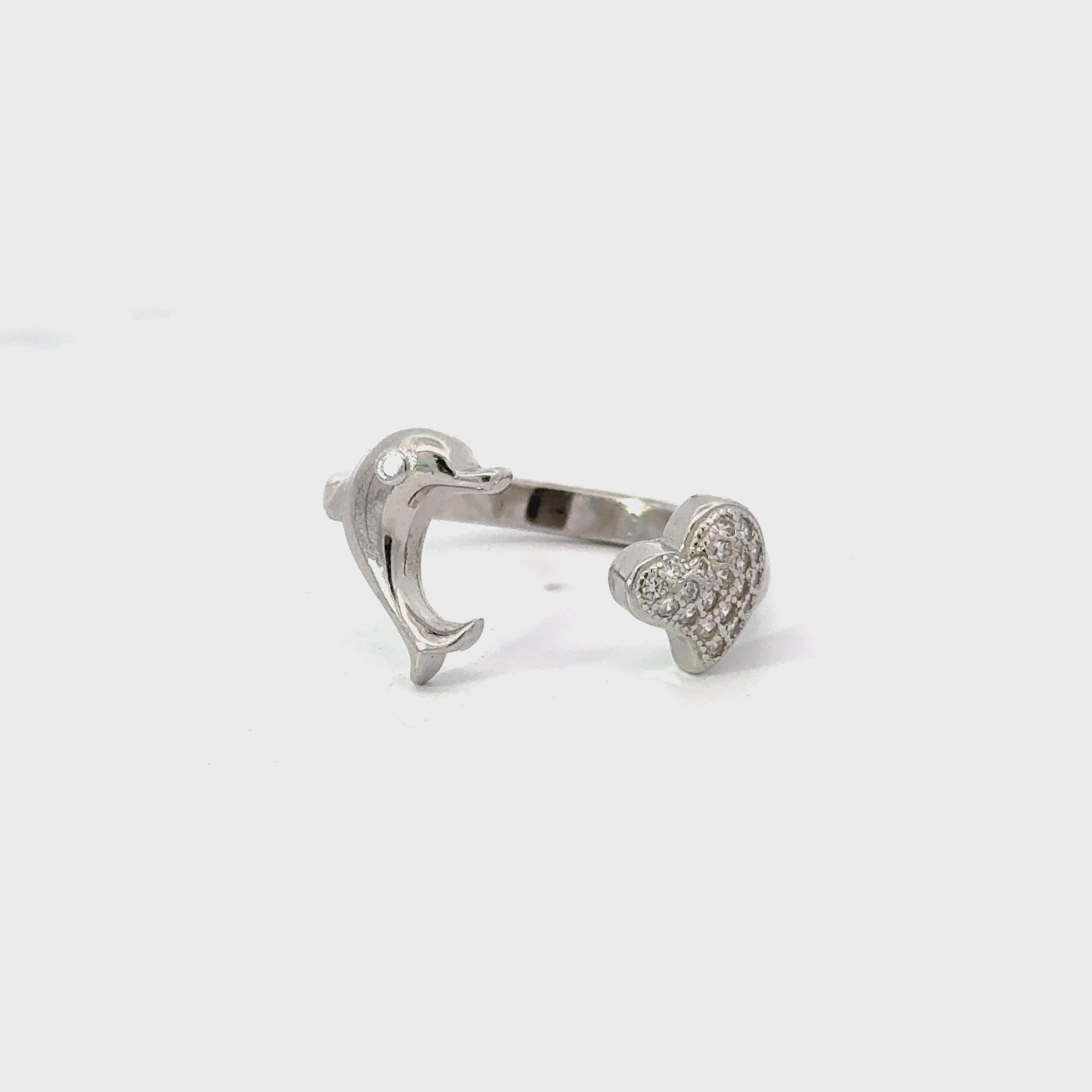 CUBIC ZIRCONIA STERLING SILVER RING (DOLPHIN)