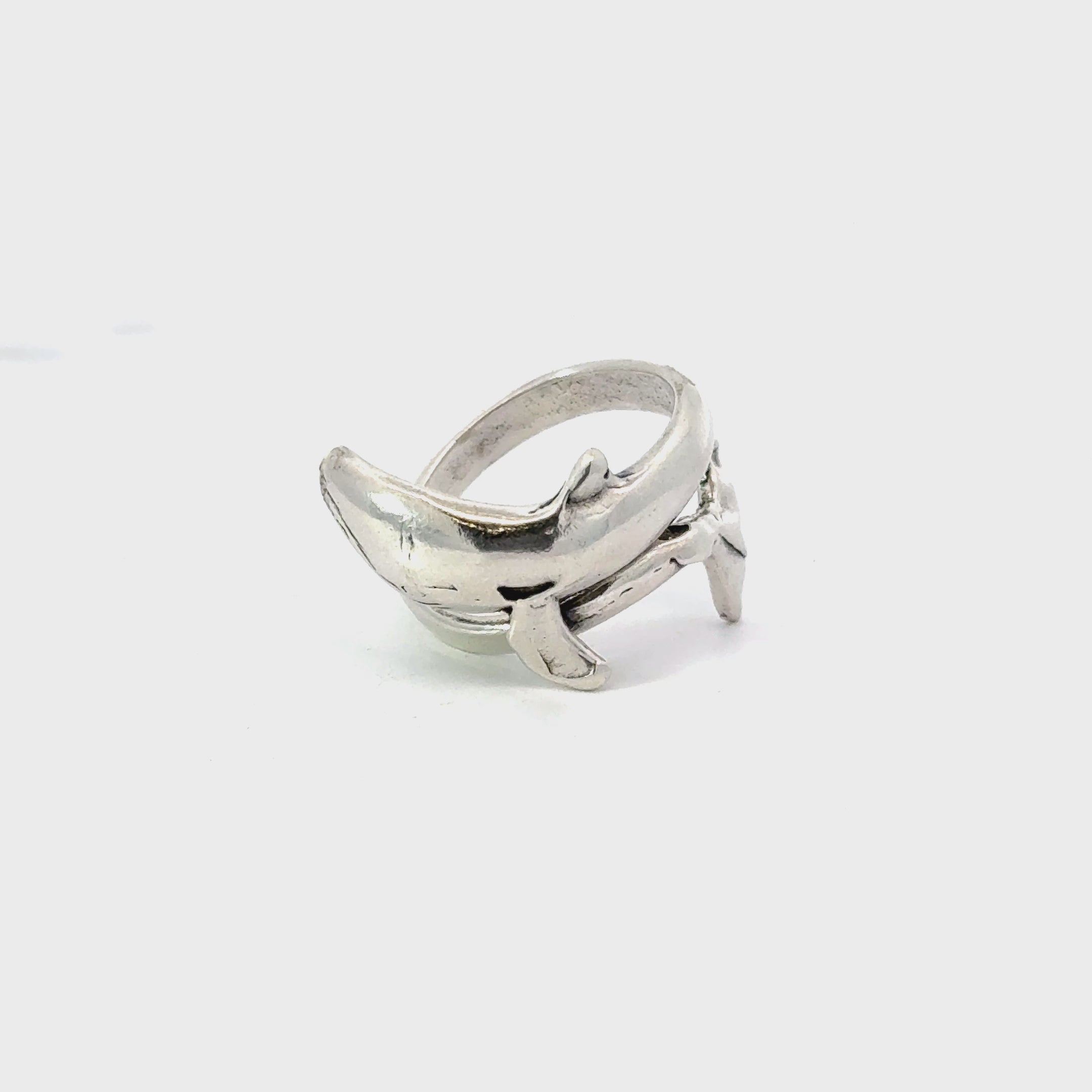 Sterling silver whale ring