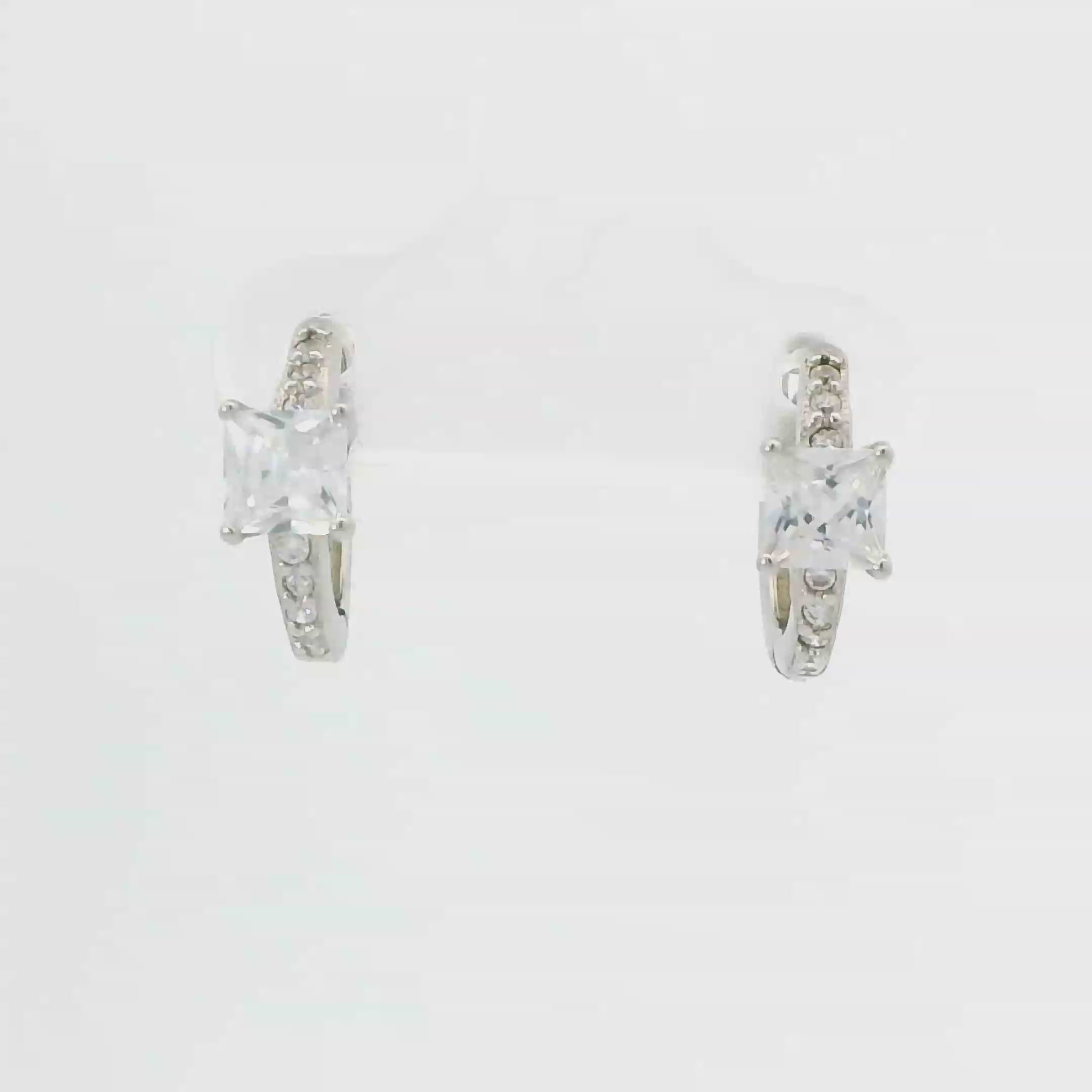 WHITE CUBIC ZIRCONIA STERLING SILVER EARRINGS (HOOP)