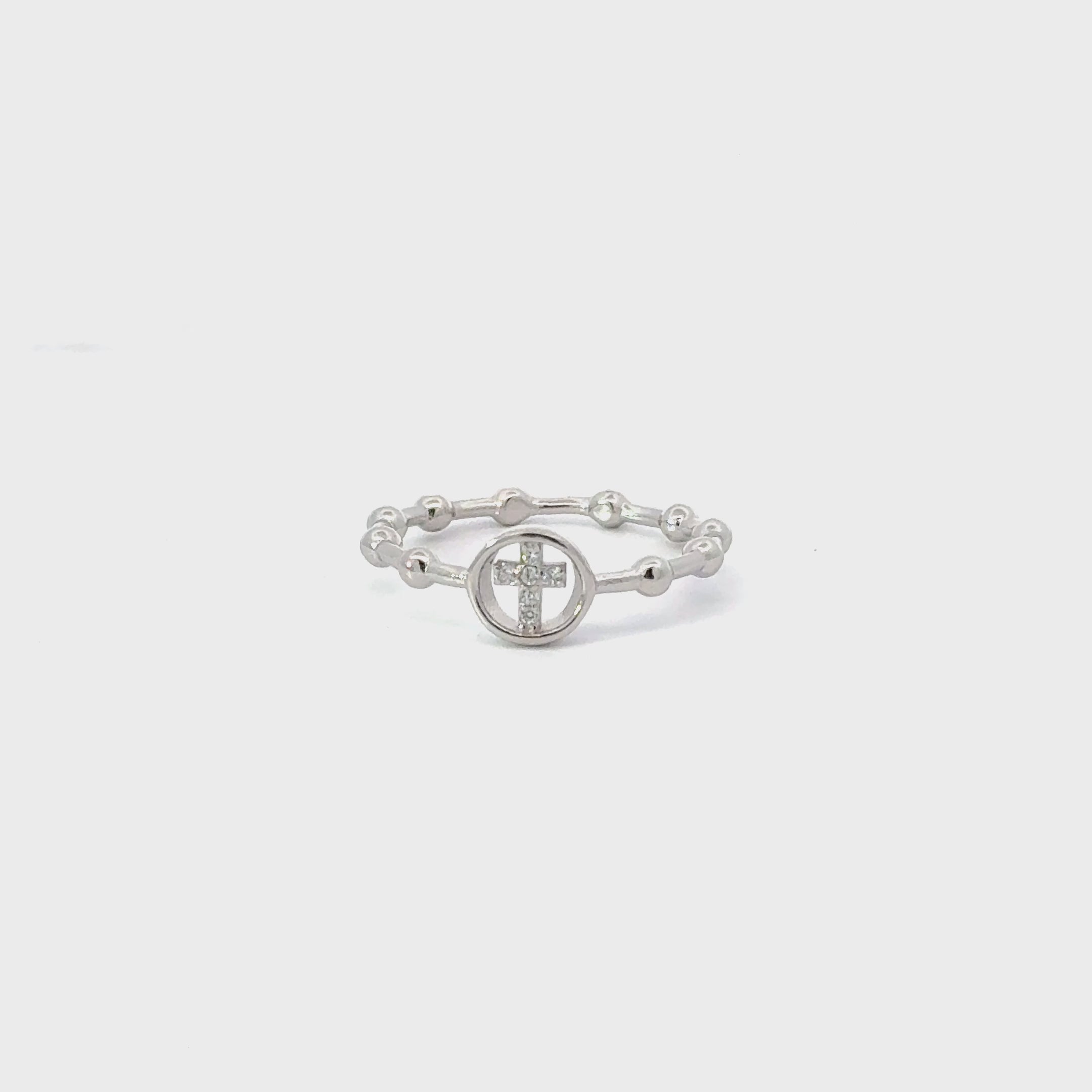 CROSS CIRCLE CUBIC ZIRCONIA STERLING SILVER RING