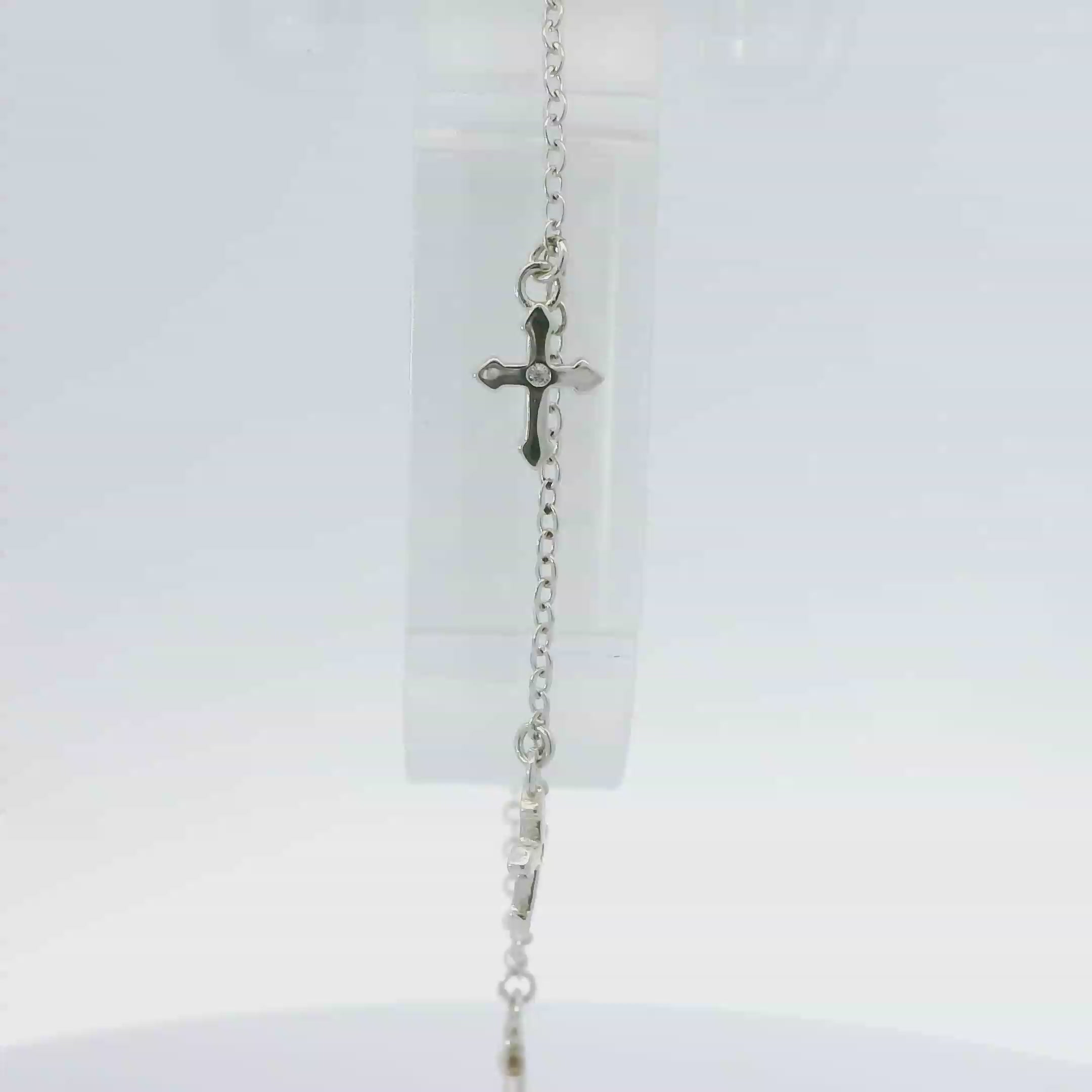 CUBIC ZIRCONIA STERLING SILVER BRACELET (CROSS)