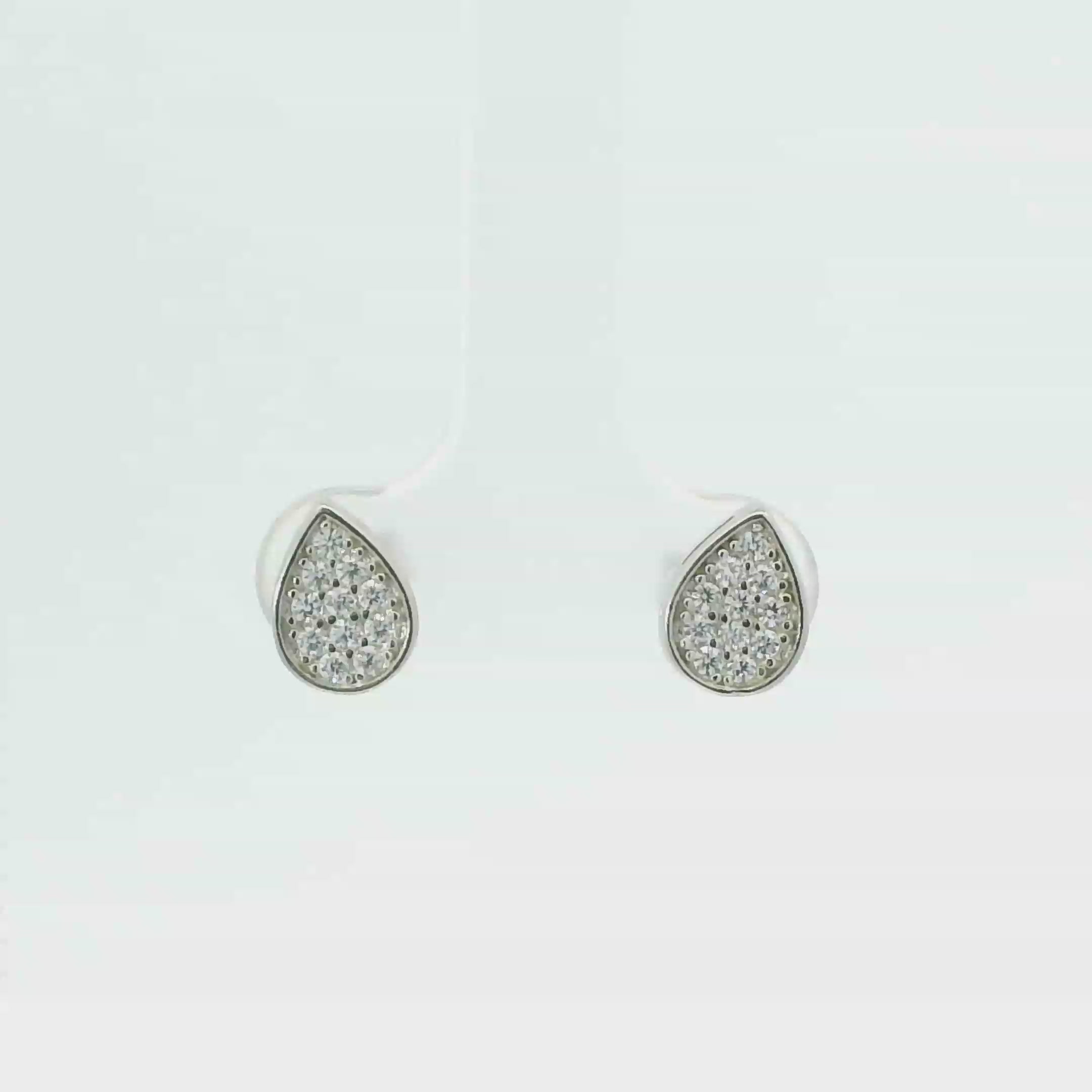 WHITE CUBIC ZIRCONIA STERLING SILVER EARRINGS (PEAR)