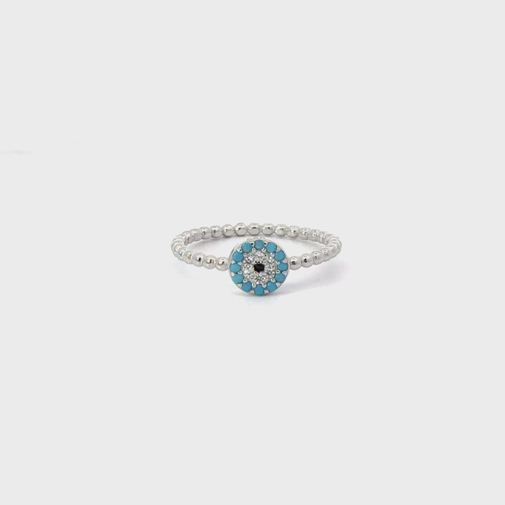 Turquoise Cubic Zirconia Evil Eye Ring