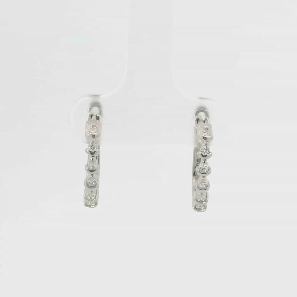 WHITE CUBIC ZIRCONIA STERLING SILVER EARRINGS (HOOP)