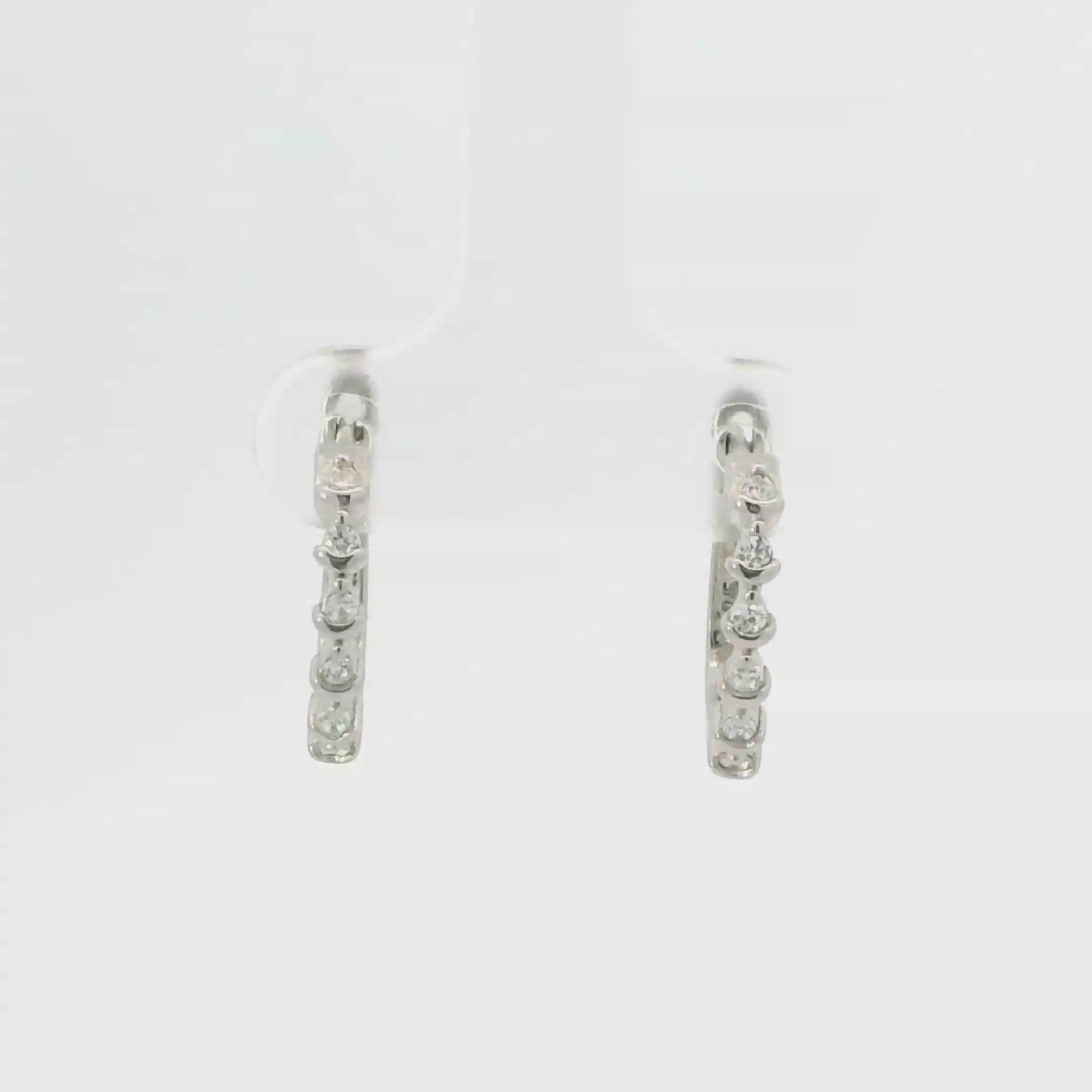WHITE CUBIC ZIRCONIA STERLING SILVER EARRINGS (HOOP)