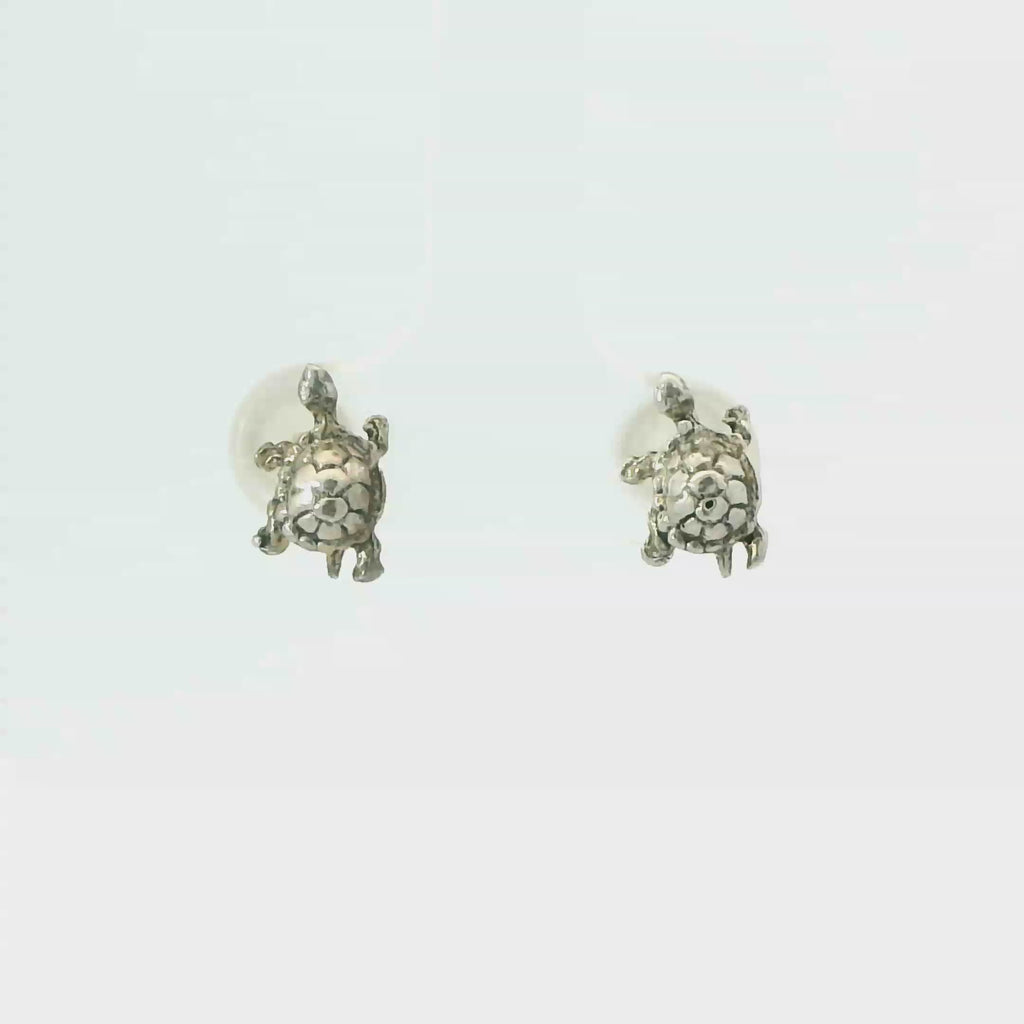 TINY TURTLE STERLING SILVER EARRINGS