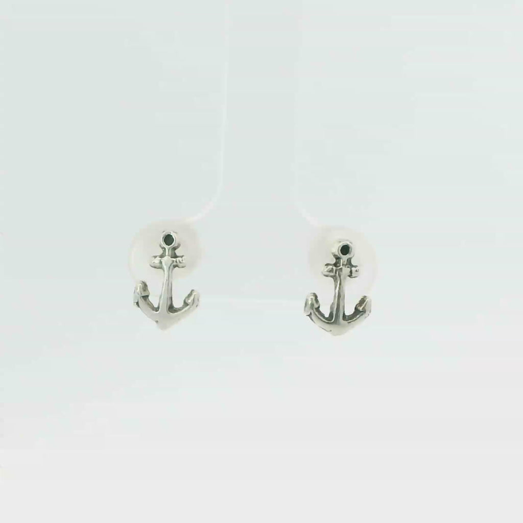 TINY ANCHOR STERLING SILVER EARRINGS