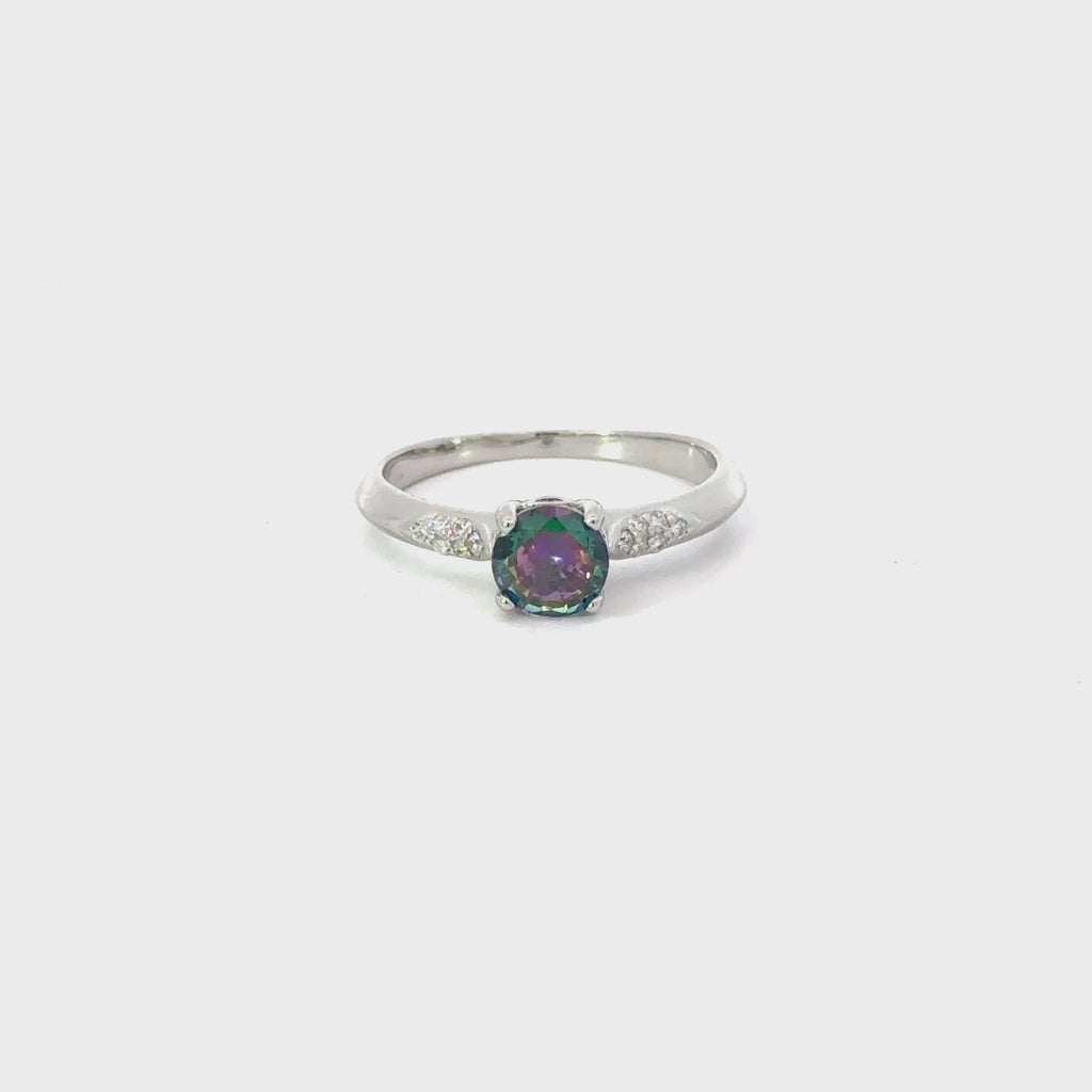 Mystic Topaz Cubic Zirconia Sterling Silver Ring (Round)