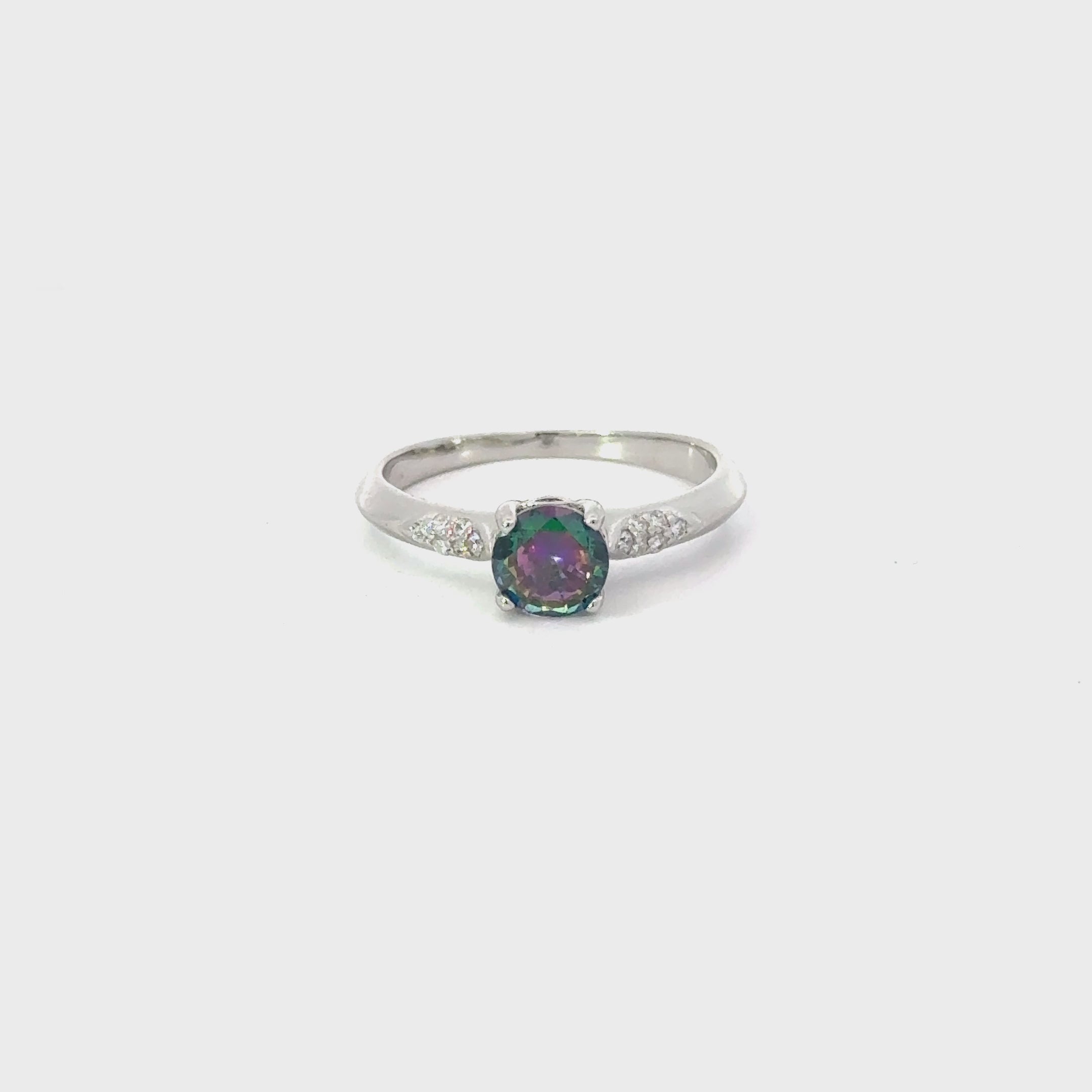 Mystic Topaz Cubic Zirconia Sterling Silver Ring (Round)