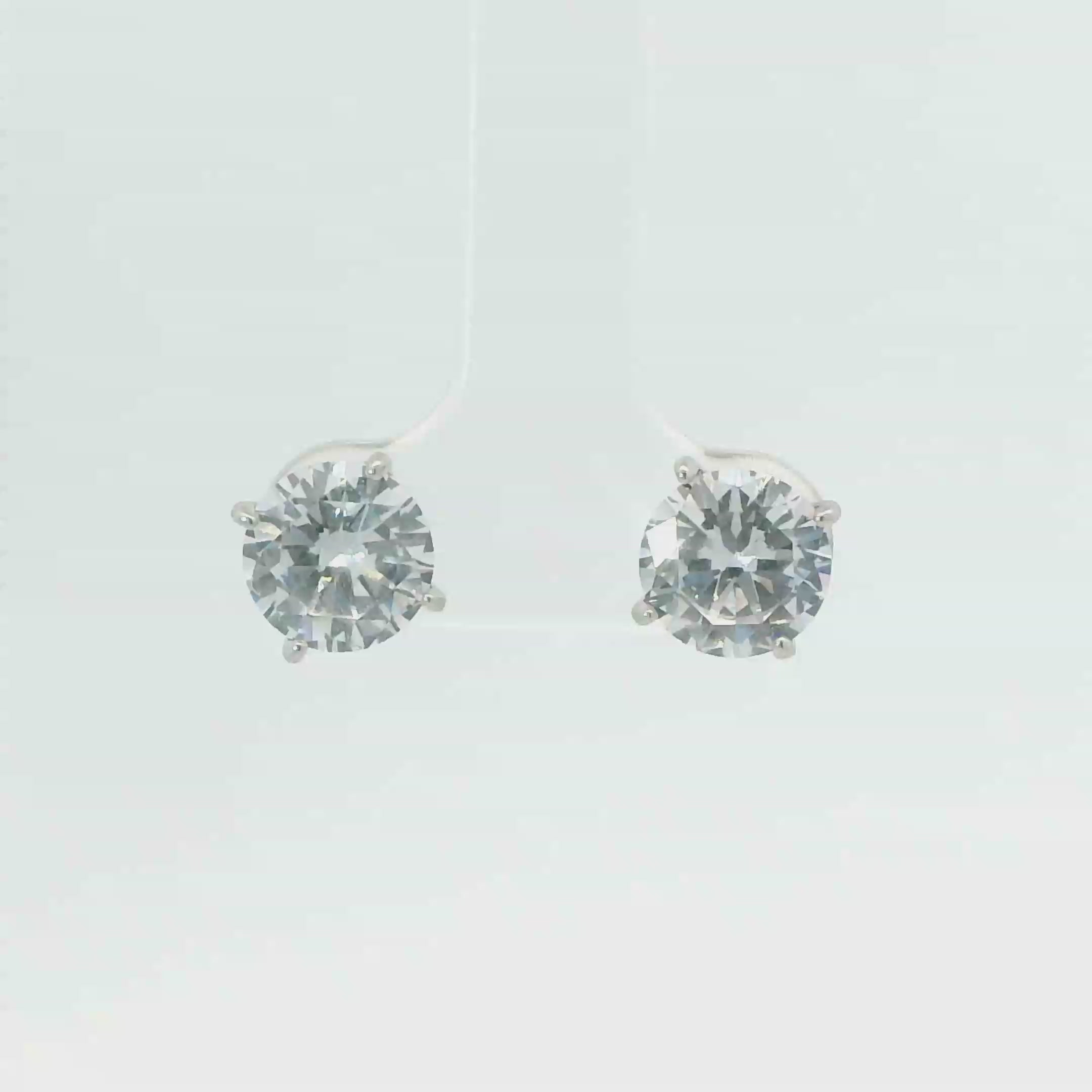 WHITE CUBIC ZIRCONIA STERLING SILVER EARRINGS (ROUND) 8MM
