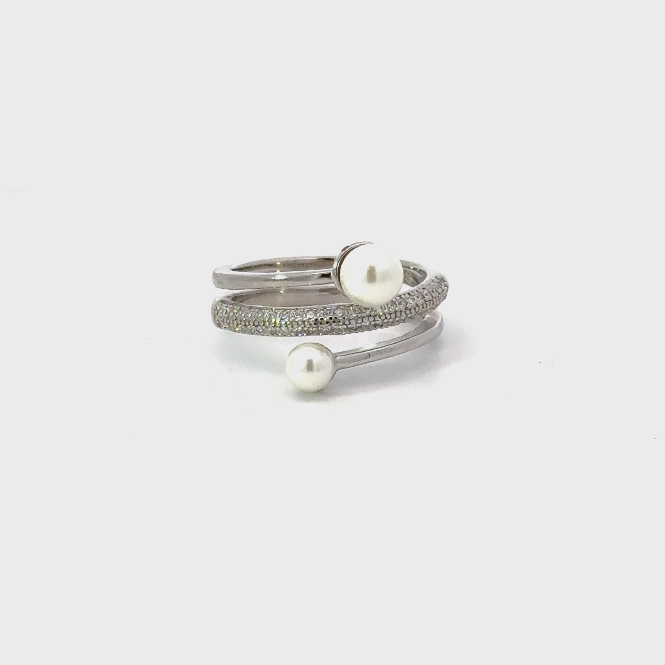 PEARLS WITH CIRCLET STERLING SILVER RING