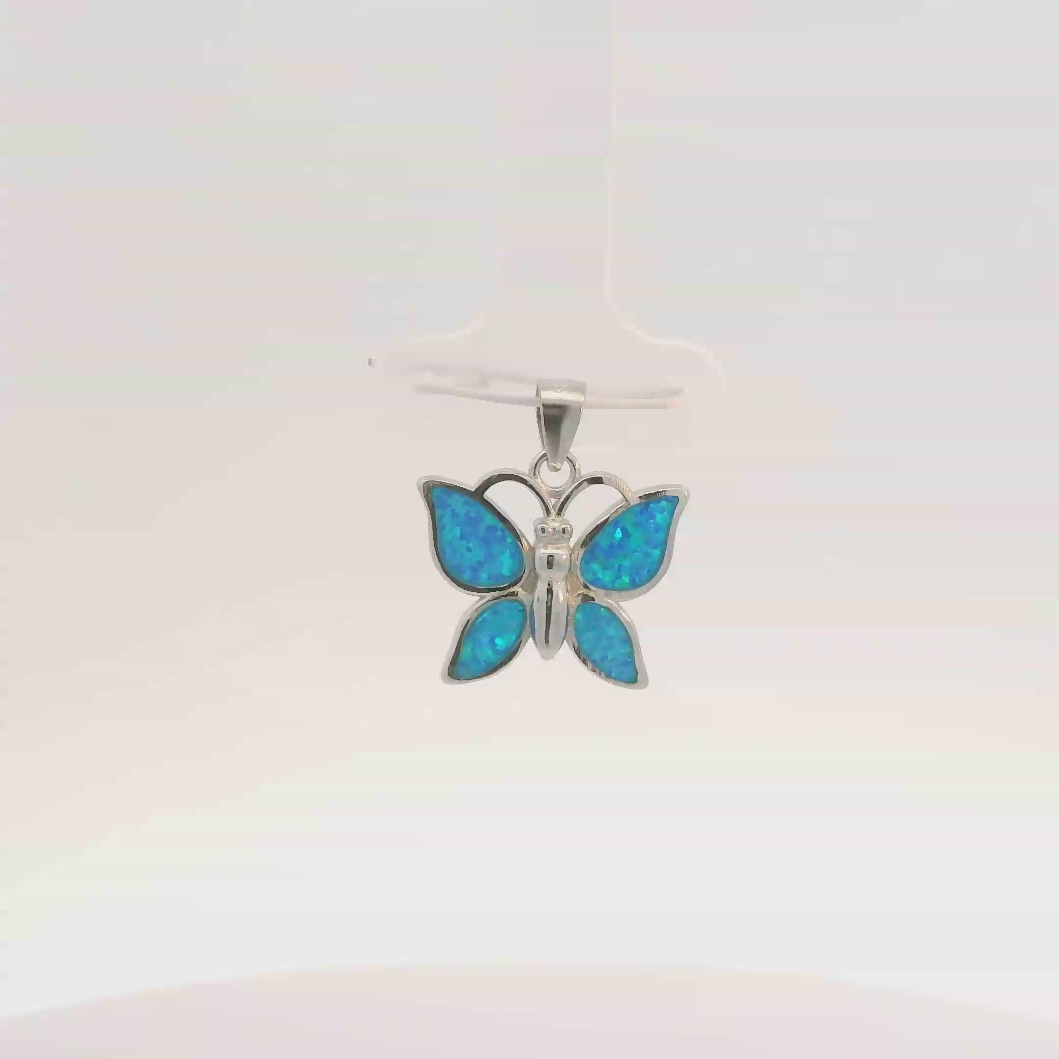 BLUE LAB OPAL STERLING SILVER PENDANT (BUTTERFLY)
