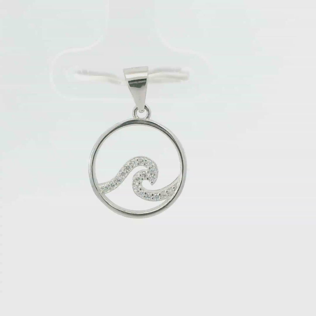 WHITE CUBIC ZIRCONIA STERLING SILVER PENDANT (WAVE)