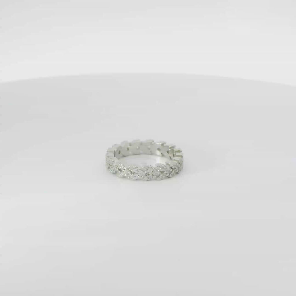 WHITE CUBIC ZIRCONIA STERLING SILVER WEDDING BAND ENGAGEMENT RING