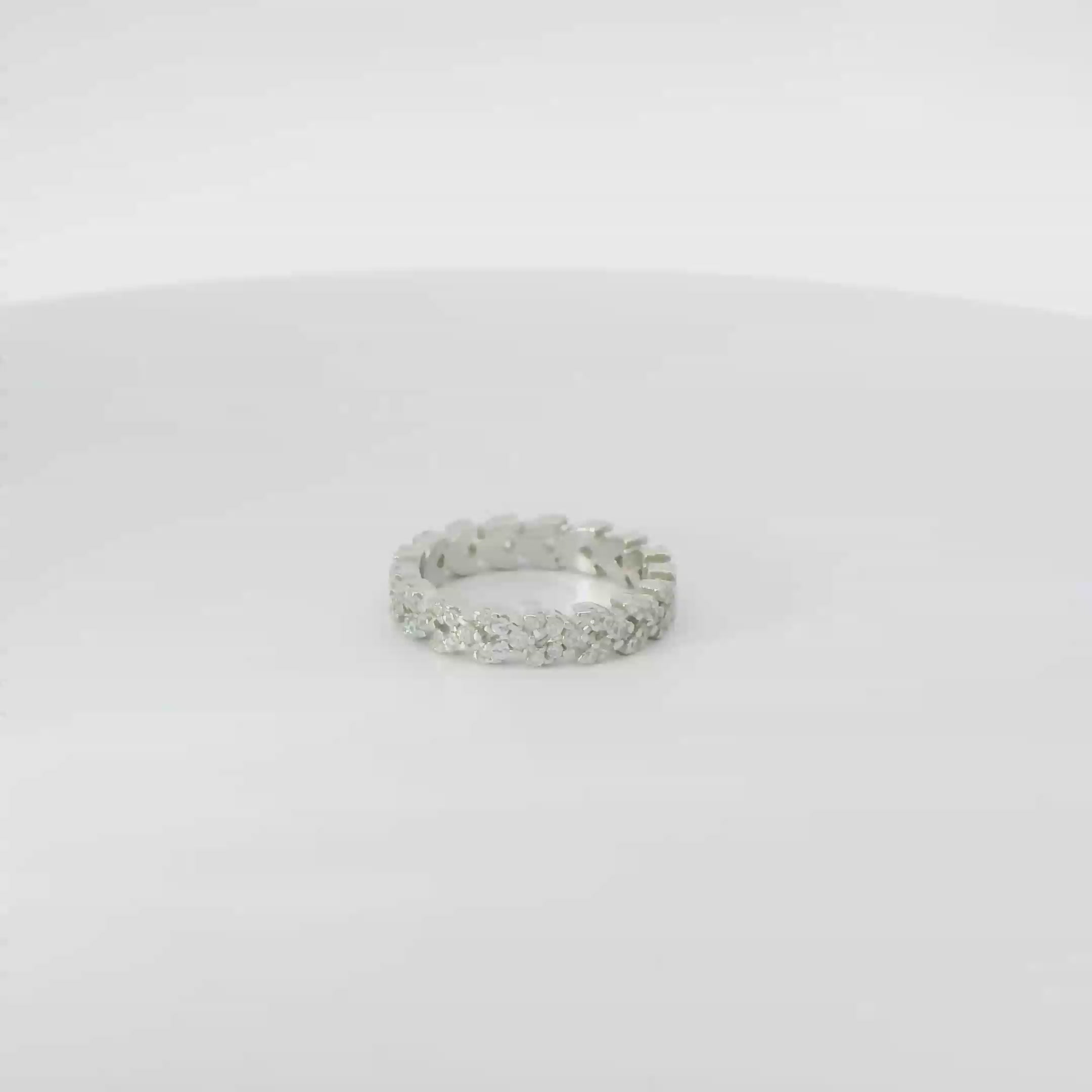 WHITE CUBIC ZIRCONIA STERLING SILVER WEDDING BAND ENGAGEMENT RING