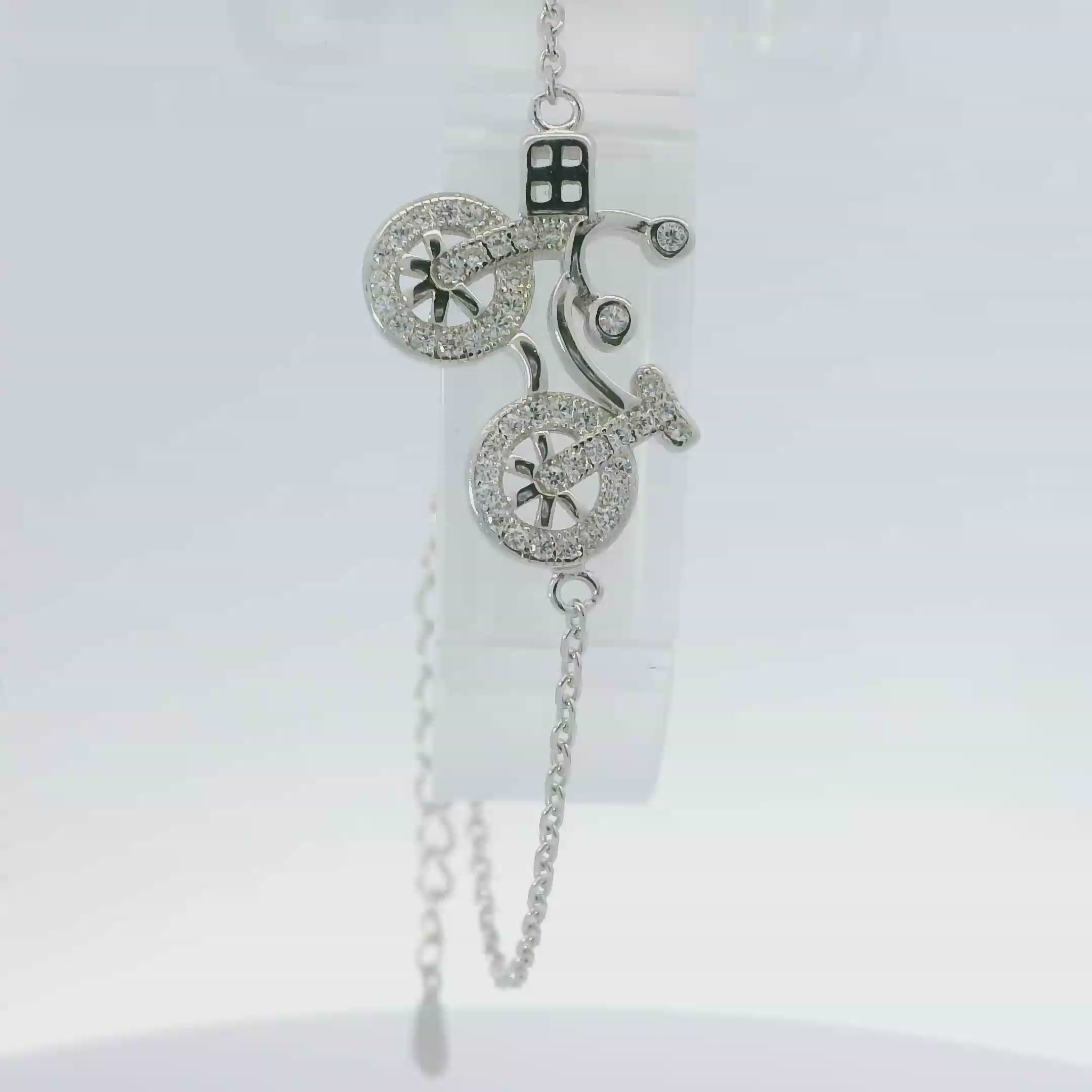 CUBIC ZIRCONIA STERLING SILVER BRACELET (BICYCLE)