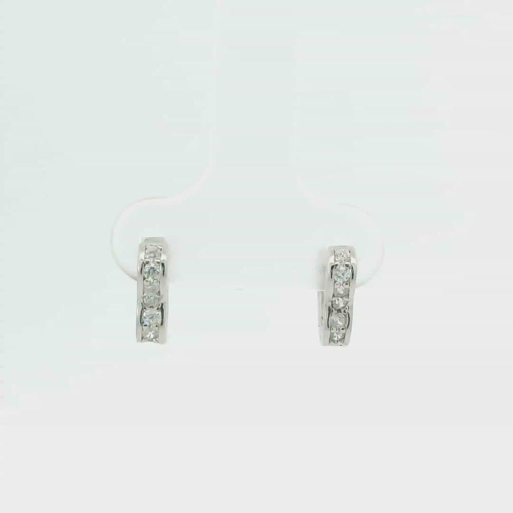 WHITE CUBIC ZIRCONIA STERLING SILVER EARRINGS (HEART)