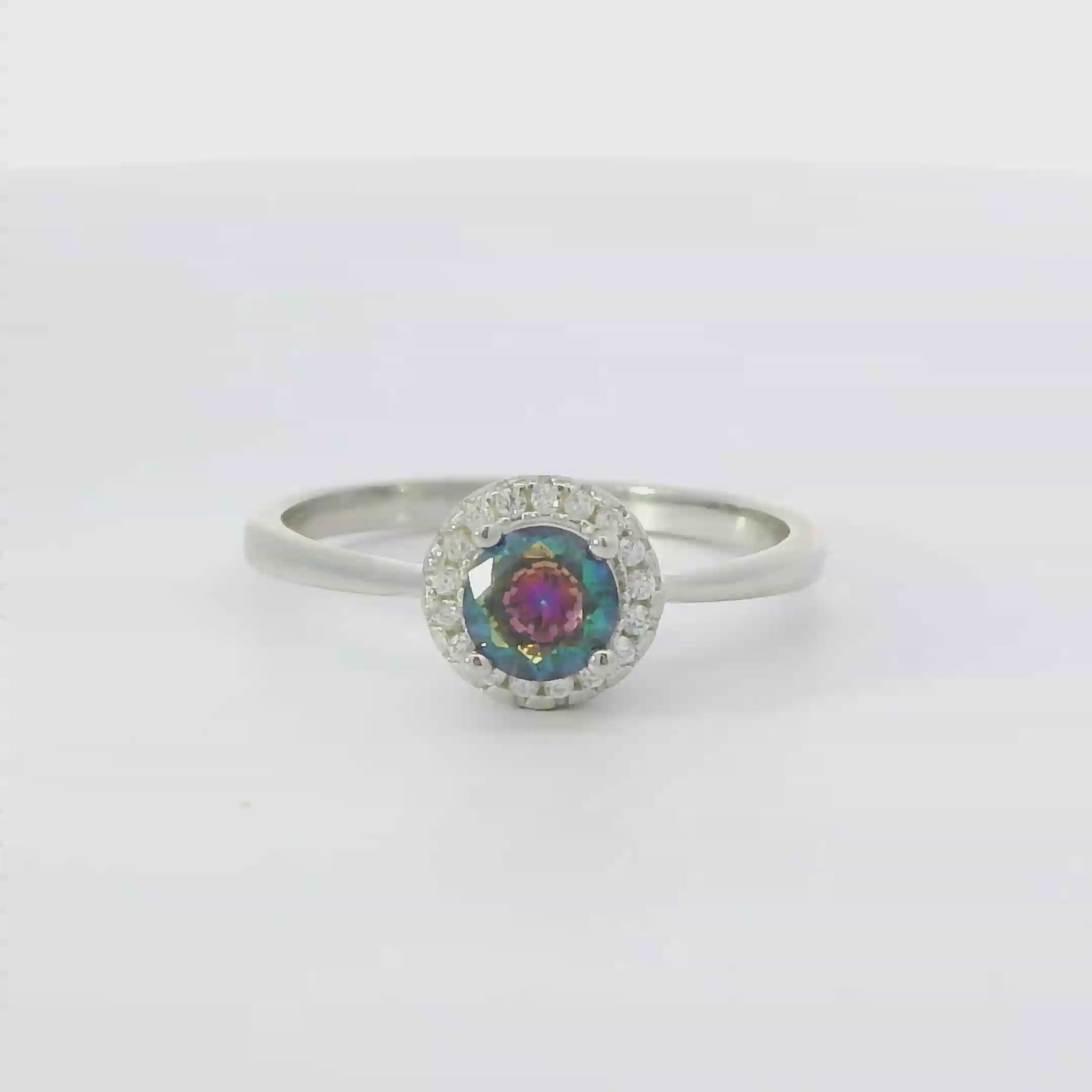 MYSTIC TOPAZ CUBIC ZIRCONIA STERLING SILVER RING (Round)