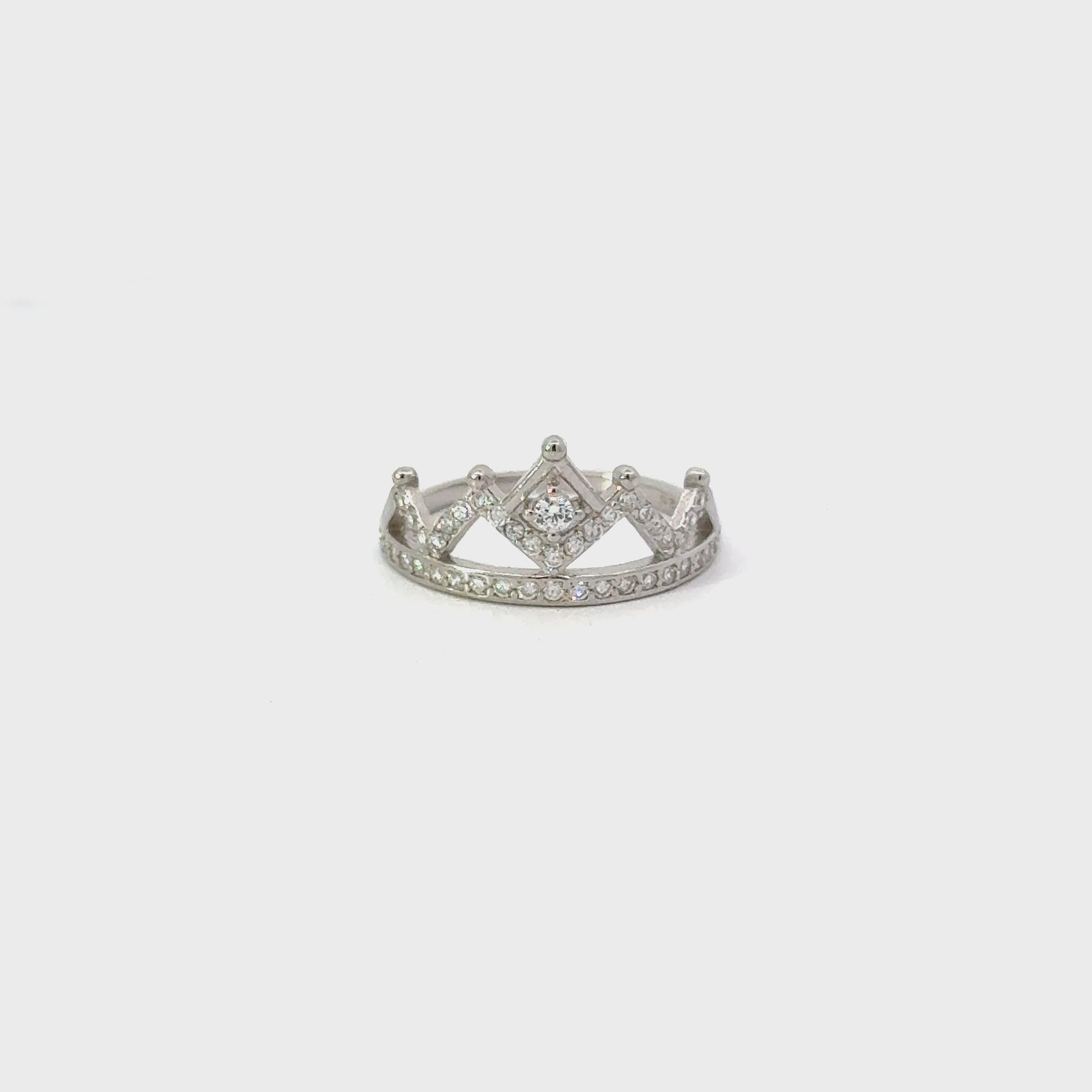WHITE CUBIC ZIRCONIA STERLING SILVER RING (CROWN)