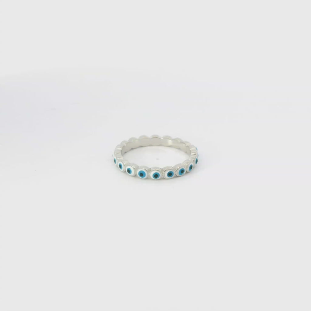 White Evil Eye Ring