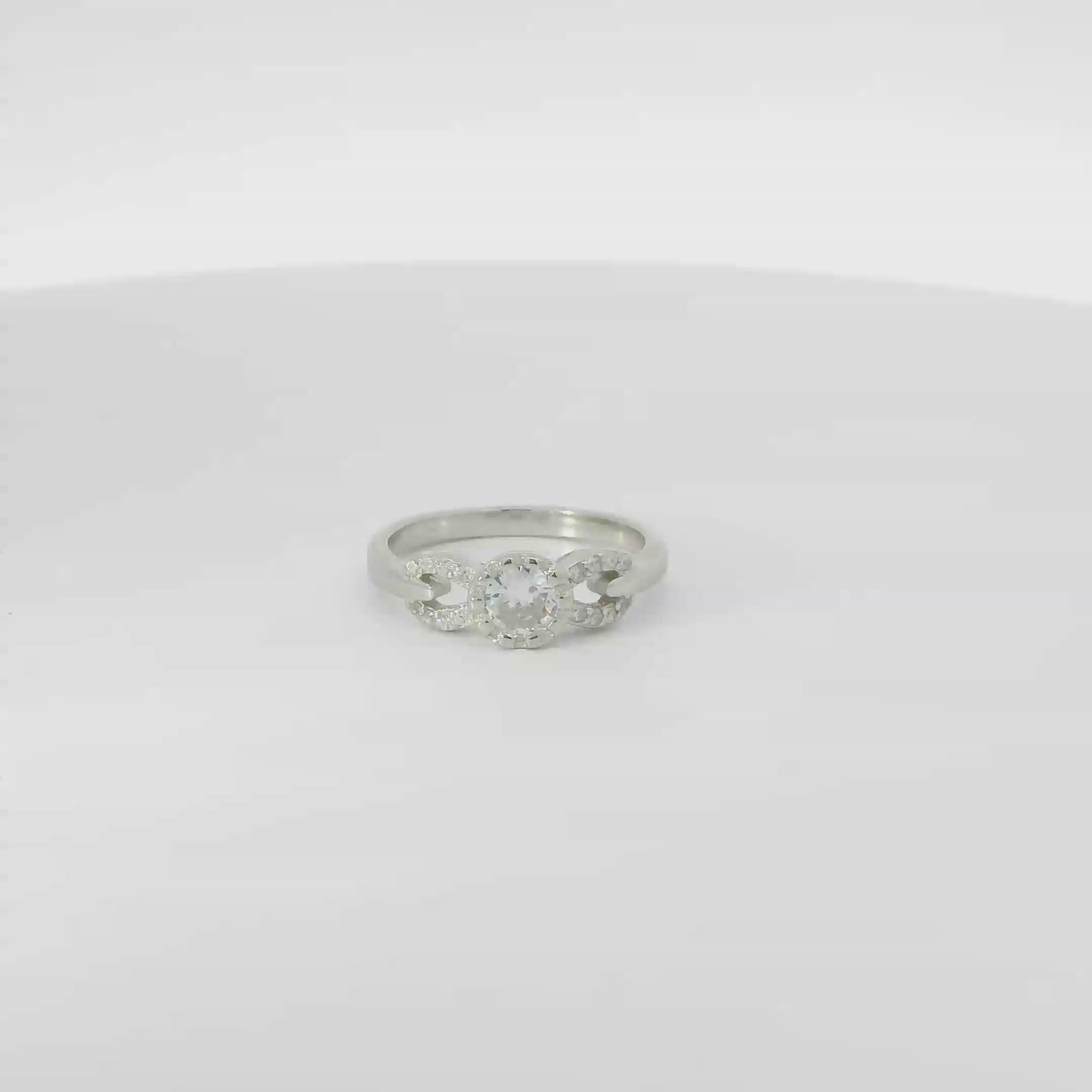 WHITE CUBIC ZIRCONIA STERLING SILVER SOLITAIRE ENGAGEMENT/WEDDING RING (ROUND)