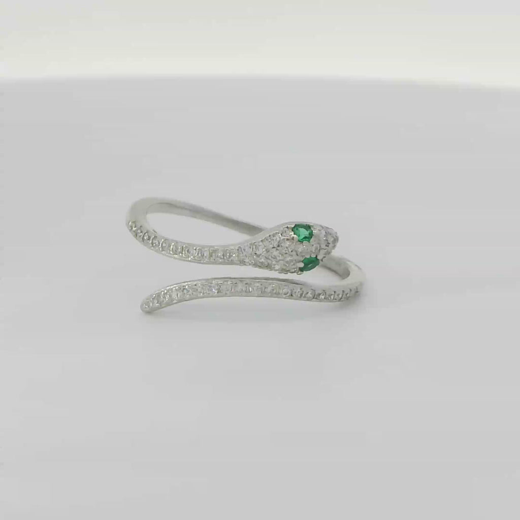 Sterling silver ring with cubic zirconia adjustable (Snake)