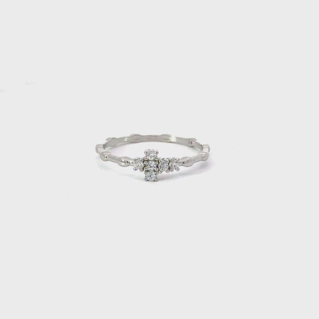 CROSS WHITE CUBIC ZIRCONIA STERLING SILVER RING