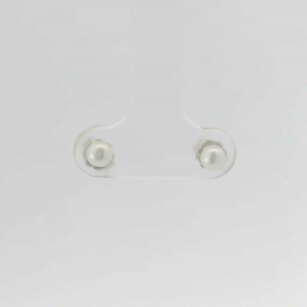 TINY PEARL STERLING SILVER EARRINGS (ROUND)