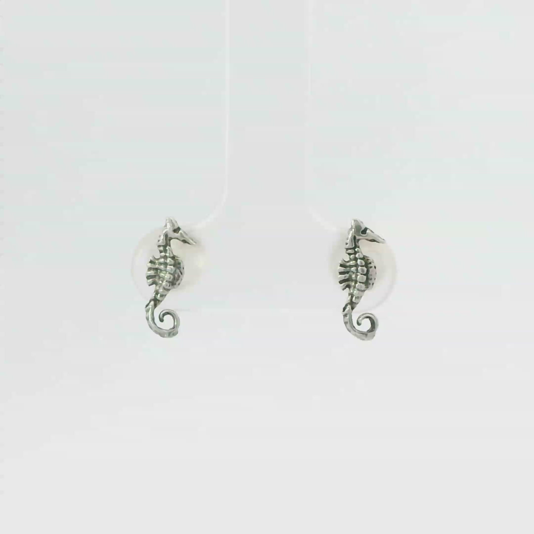TINY SEAHORSE STERLING SILVER EARRINGS