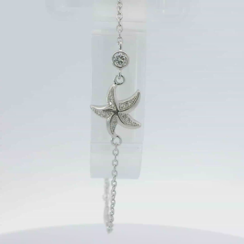CUBIC ZIRCONIA STERLING SILVER BRACELET (STARFISH)
